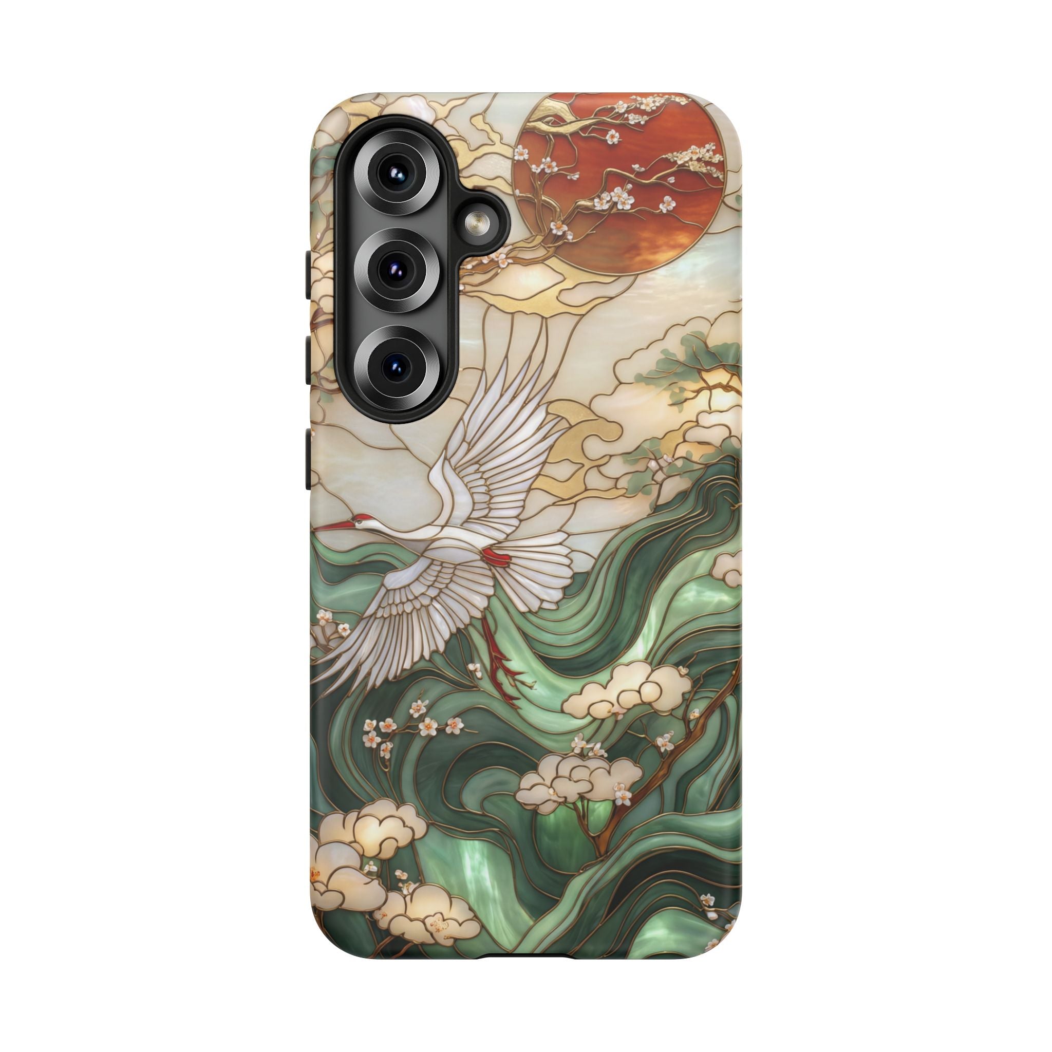 Cranes & Waves Protective Samsung Galaxy Case | Japanese-Inspired Art Phone Cover