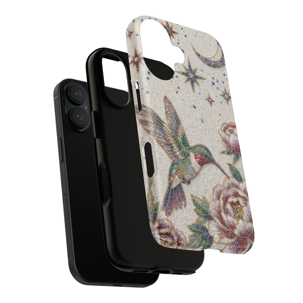 Custodia iPhone MagSafe Robusta Colibrì Luna | Cover Protettiva Floreale e Celestiale