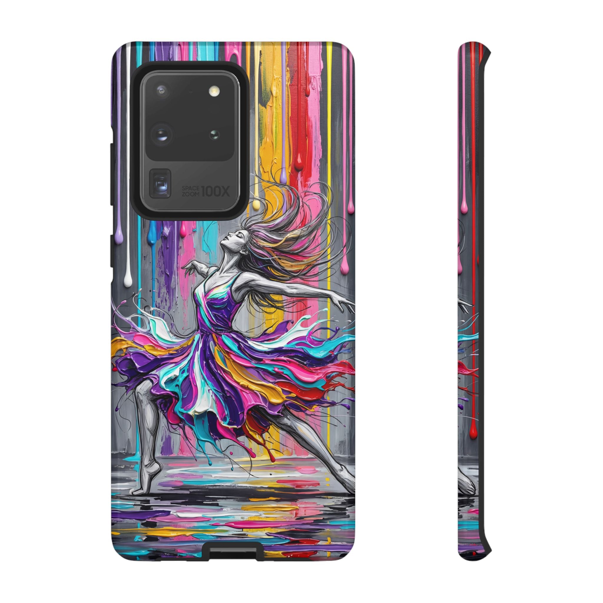 Colorful Dancer Tough Samsung Galaxy Phone Case | Vibrant Drip Art Protective Cover