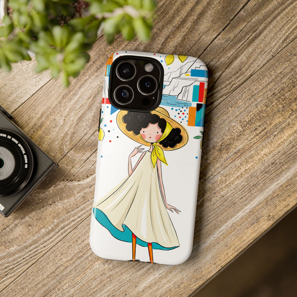 Cute Summer Girl iPhone Case | Whimsical Coastal Illustration Protective Case