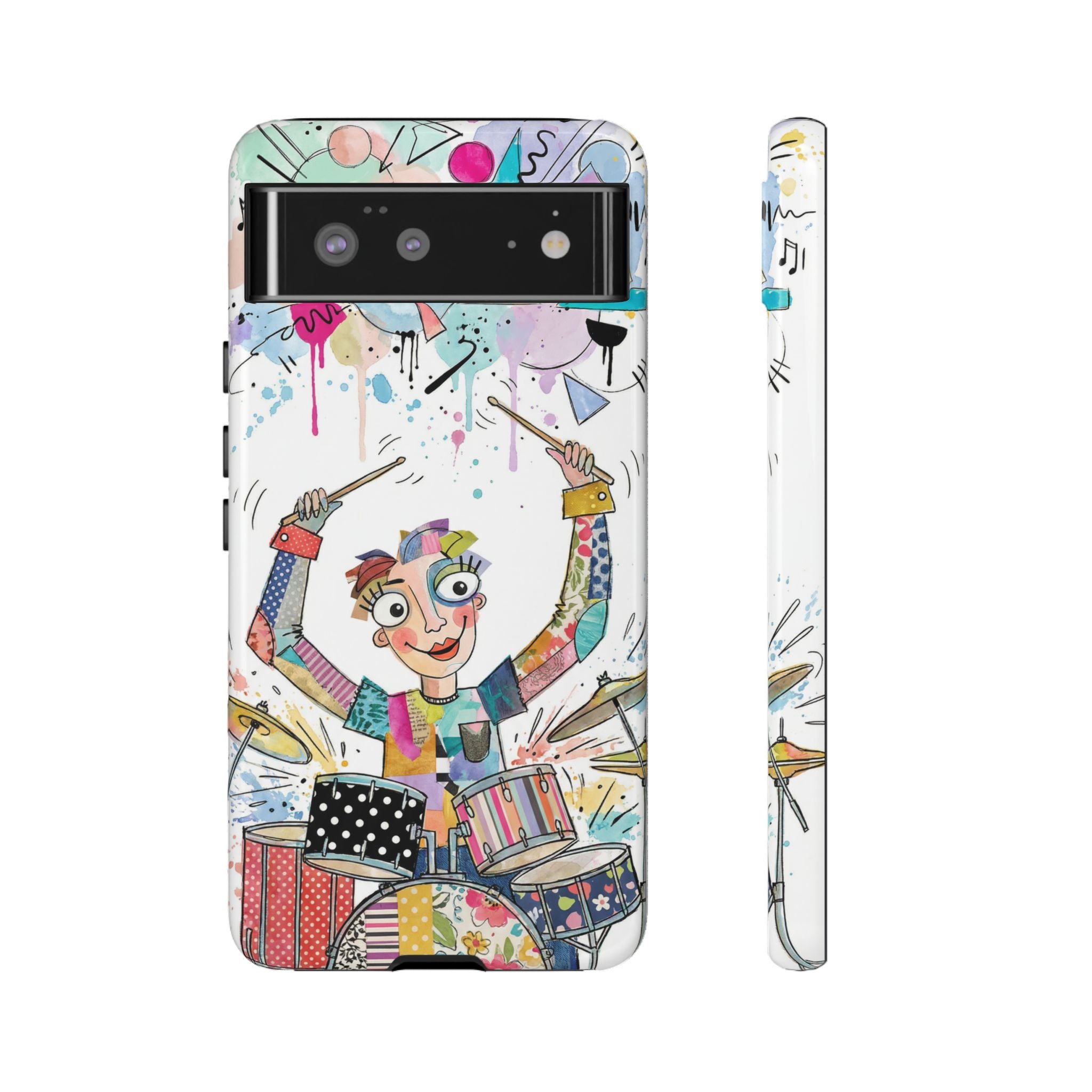 Drummer Boy Google Pixel Phone Case | Colorful Cartoon Drum Kit Protective Cover
