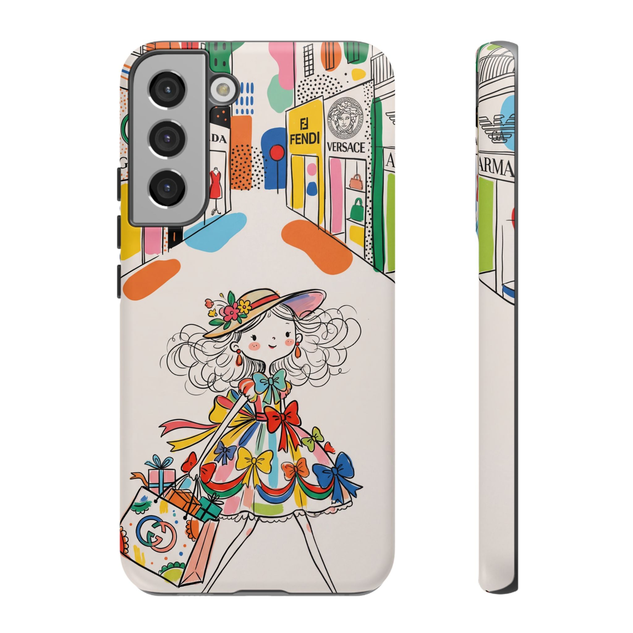 Cute Fashion Girl Samsung Galaxy Phone Case | Colourful Shopping Street Design