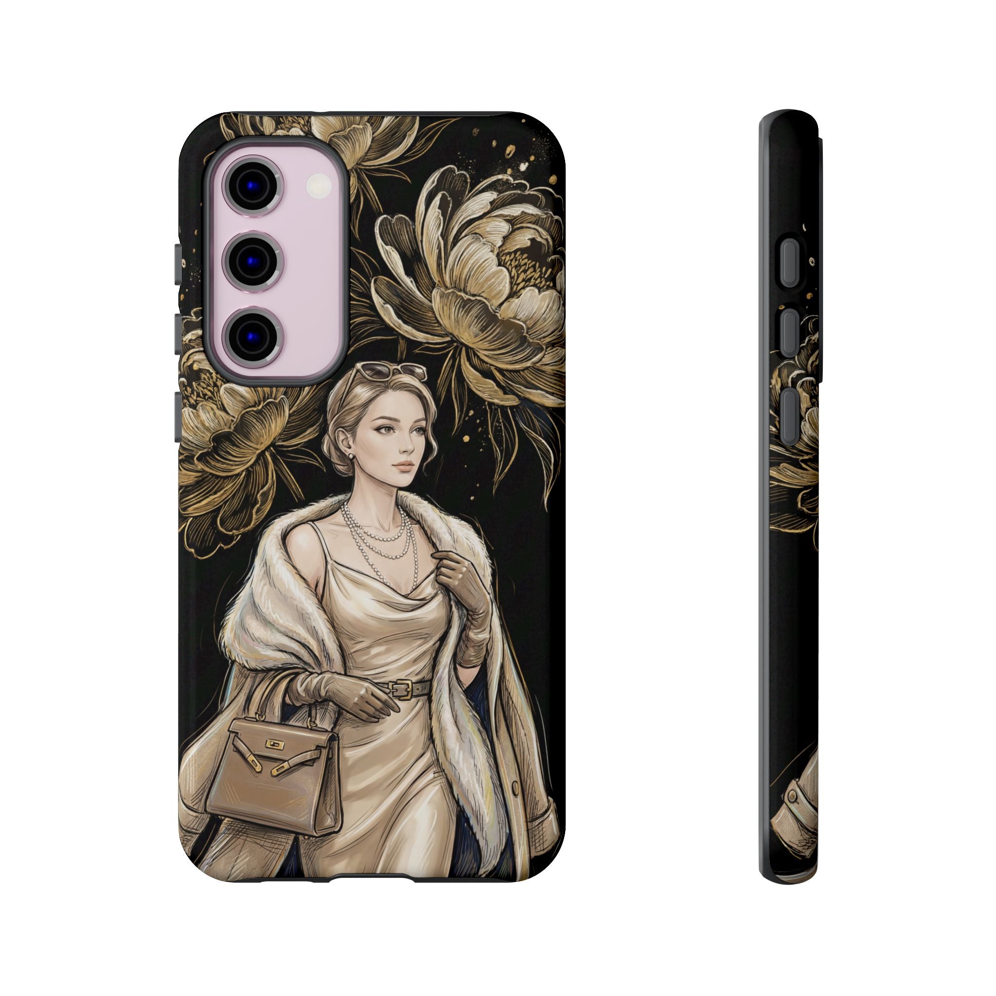 Elegant Vintage Lady Floral Samsung Galaxy Phone Case | Chic Protective Cover for Women