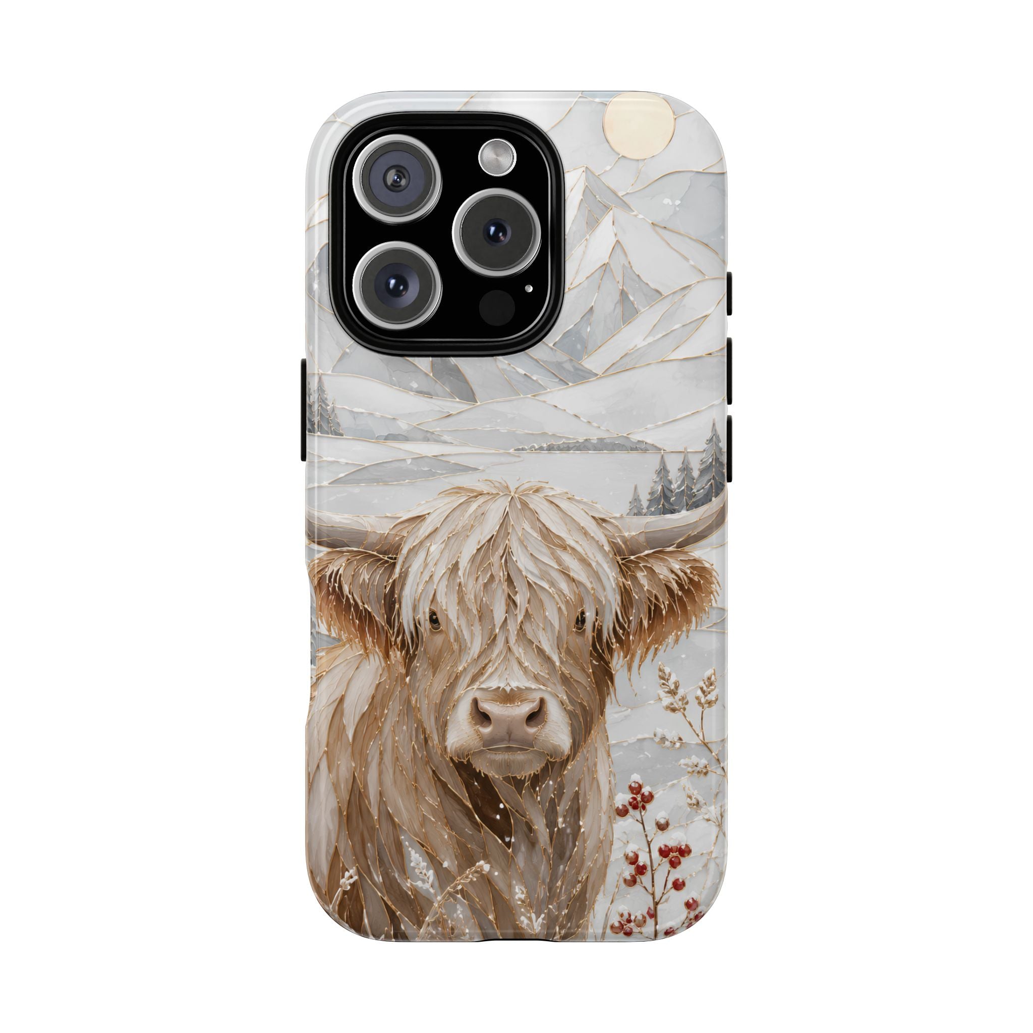 Highland Cow iPhone Case | Stained Glass Mountain Case