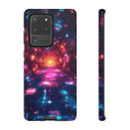 Neon Tunnel Tough Samsung Galaxy Case — Retro Futuristic Galaxy Design