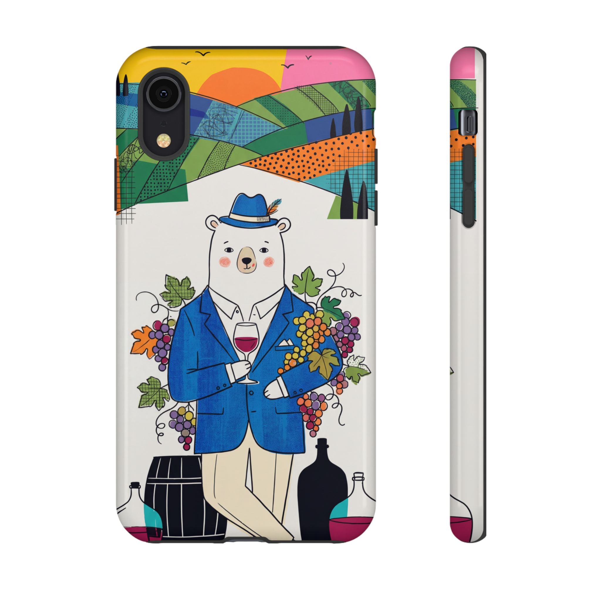 Dapper Polar Bear Wine Lover Illustrated Protective iPhone Case