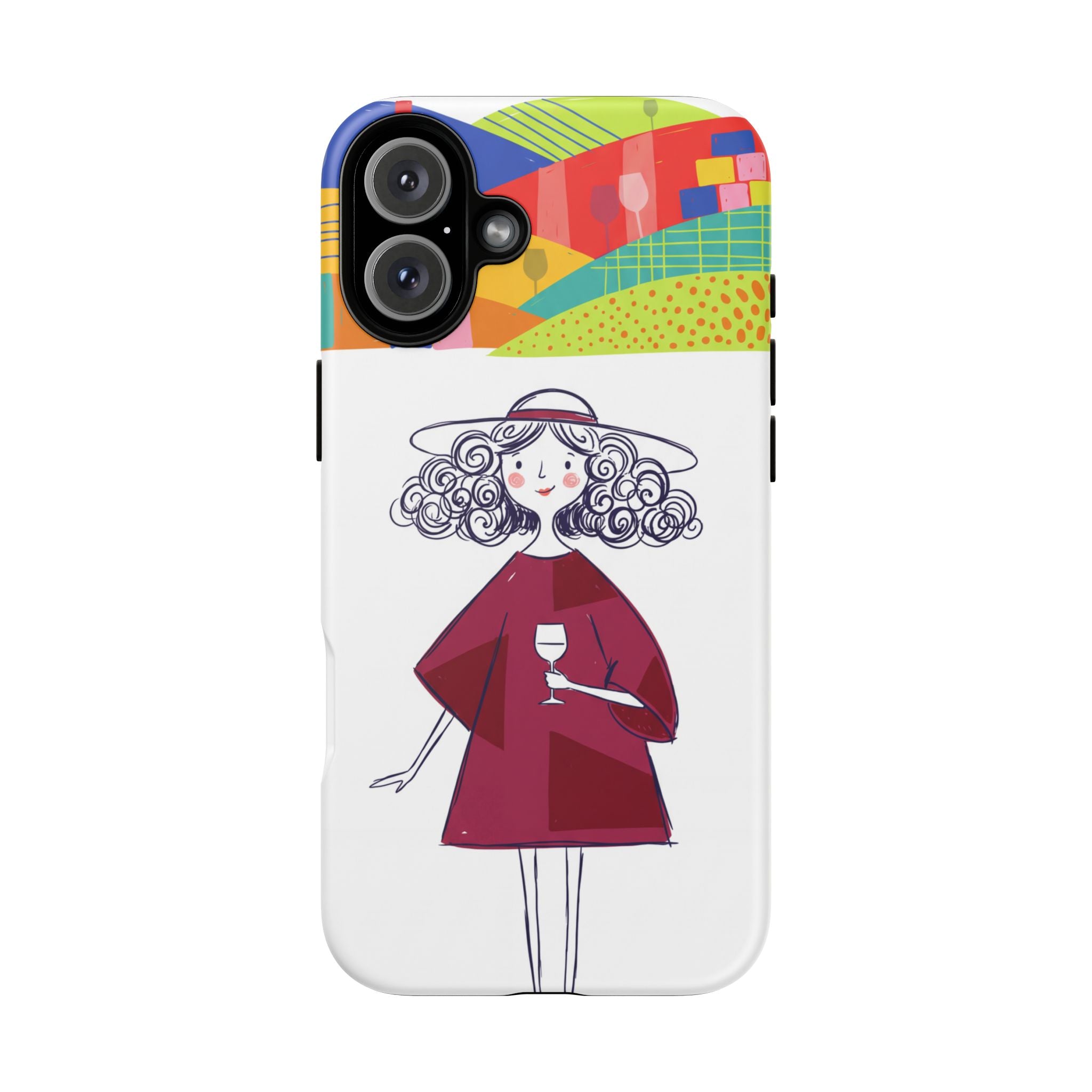 Colourful Artistic Wine Lady iPhone Case