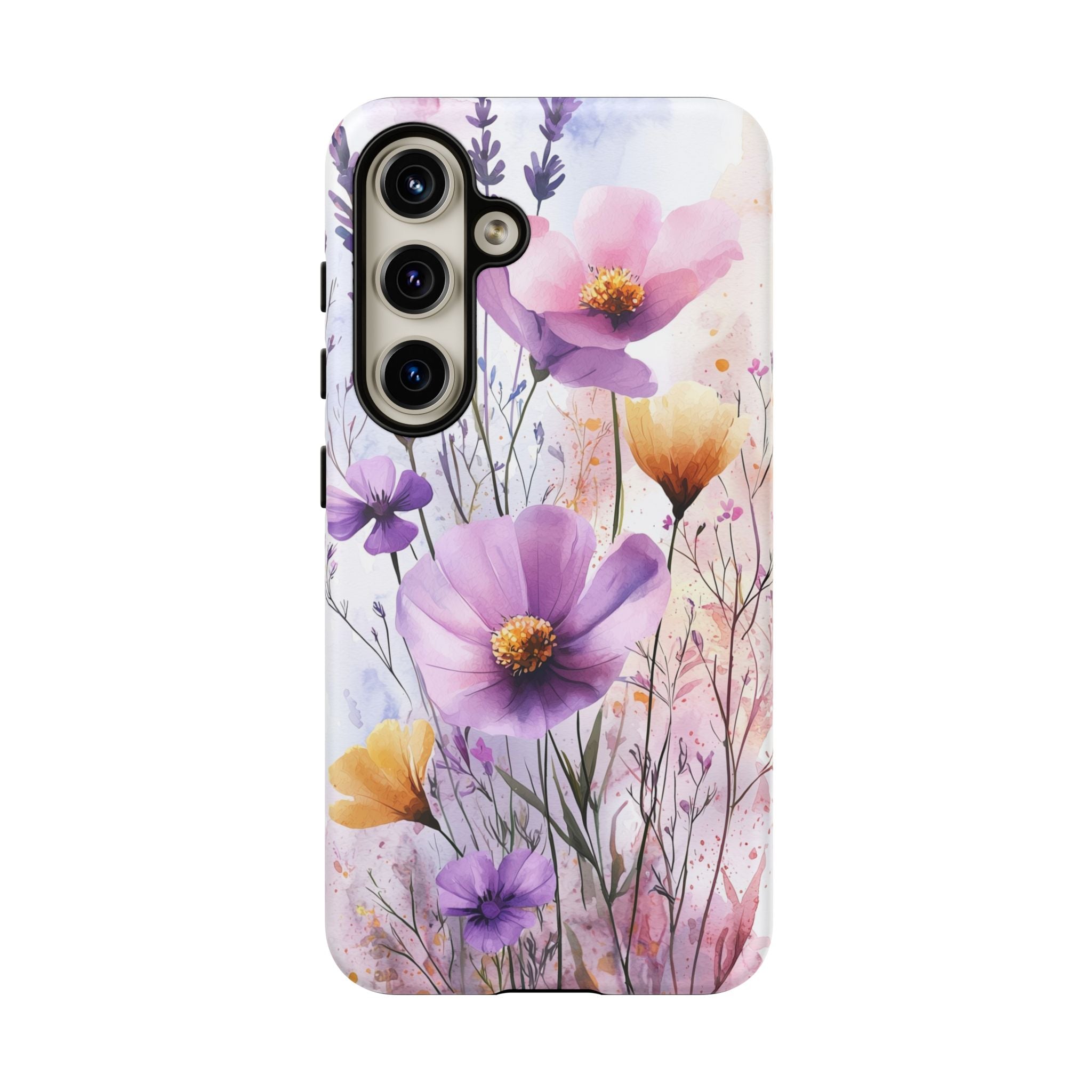Floral Watercolour Tough Samsung Galaxy Case | Purple & Yellow Wildflowers