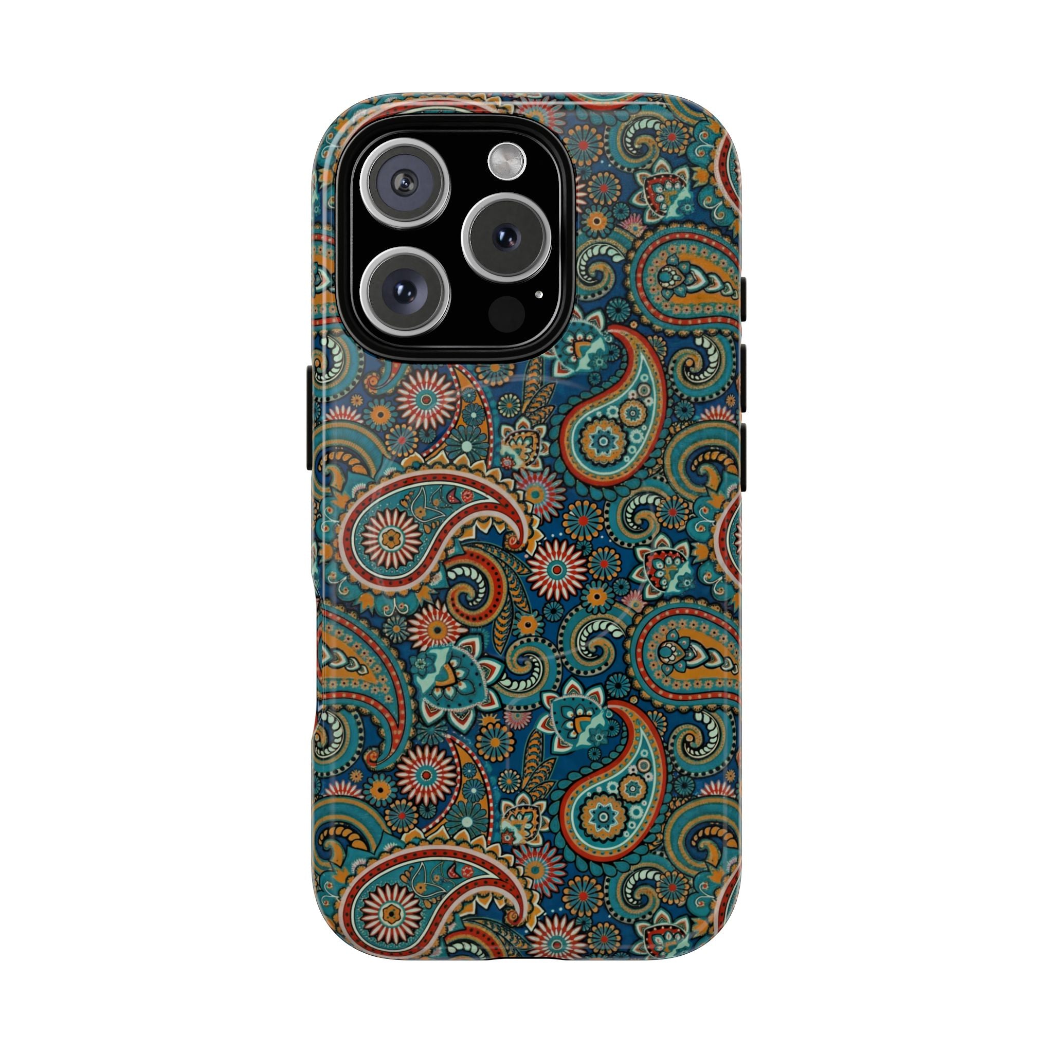 Batik Teal Paisley Tough MagSage iPhone Case