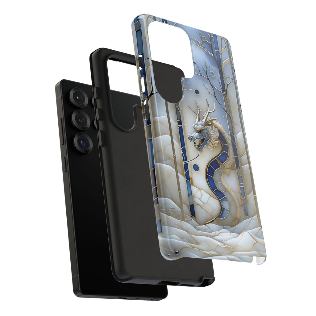 Dragon Stained Glass Samsung Galaxy Case — Blue Winter Forest Protective Cover