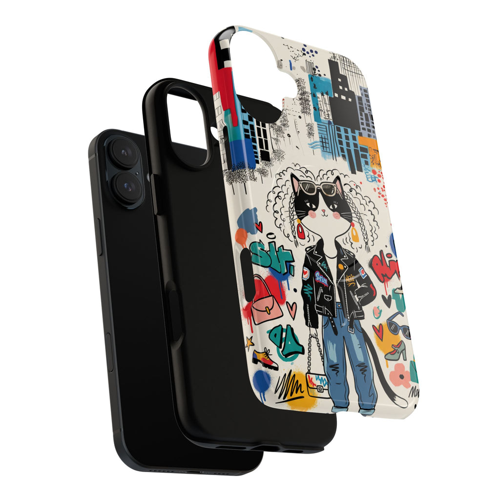 Punk City Cat Graffiti Design MagSafe iPhone Case