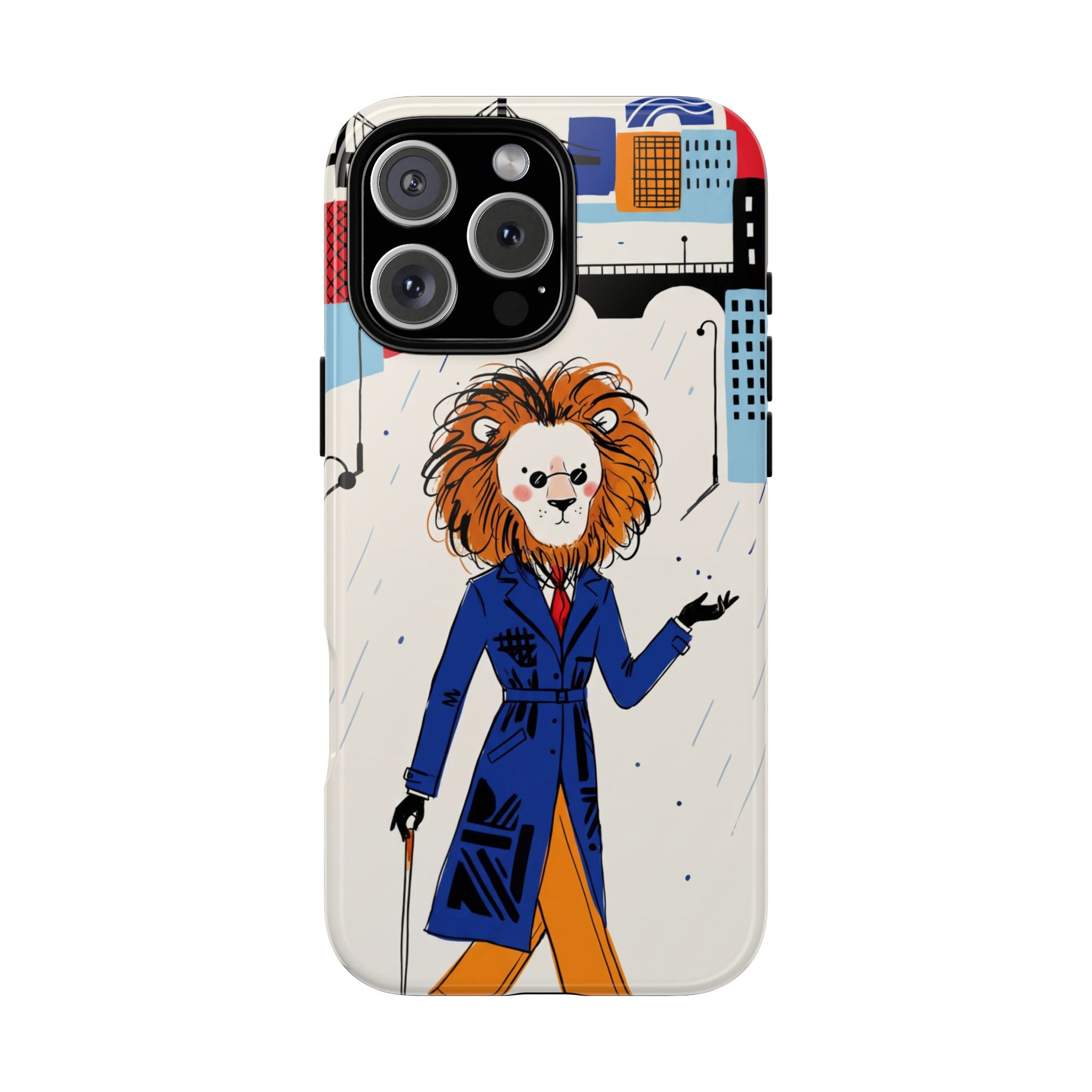 Lion Gentleman iPhone Case | Dapper Lion in City Rain