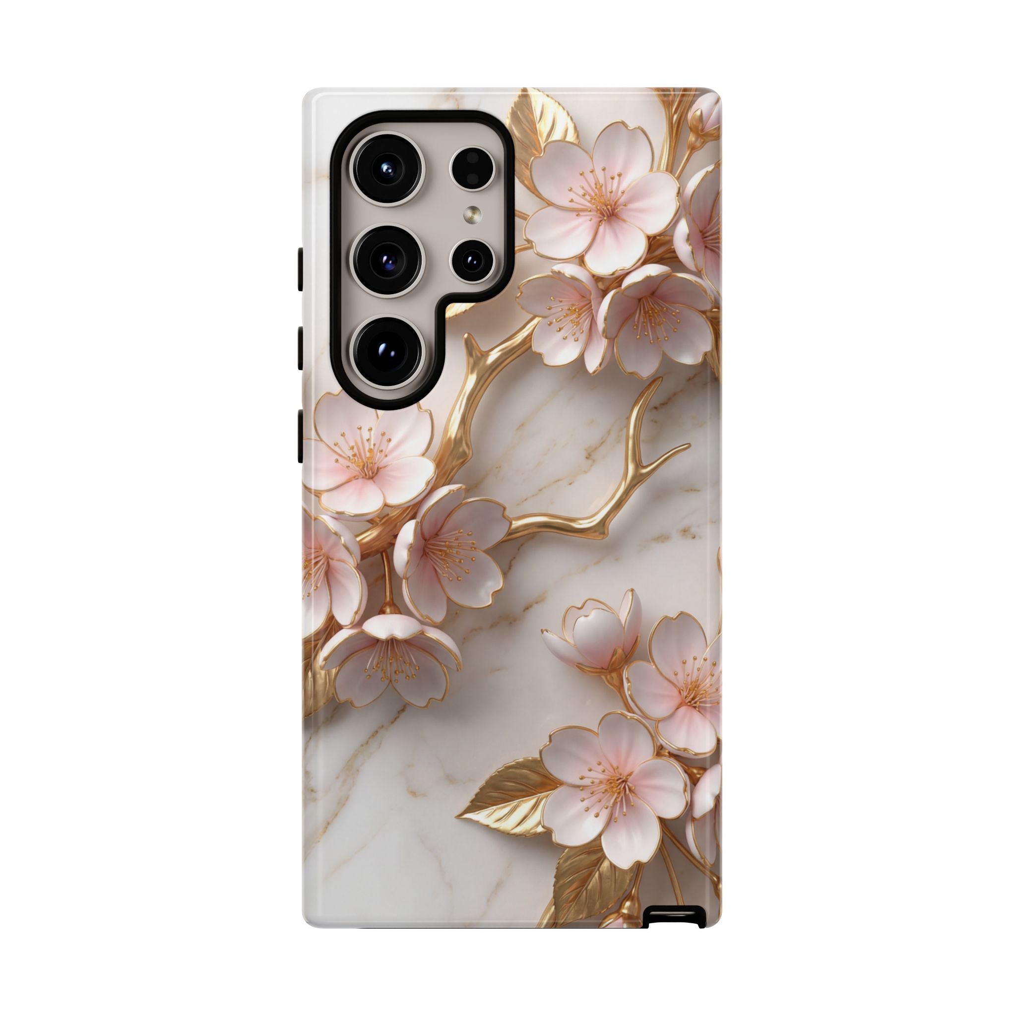 Floral Marble Samsung Galaxy Case — Sakura Gold Cherry Blossom Tough Case