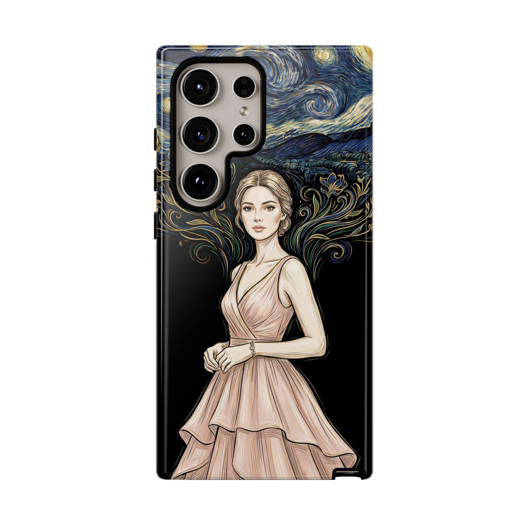 Art Nouveau Starry Night Samsung Galaxy Phone Case | Elegant Woman Illustration Tough Case