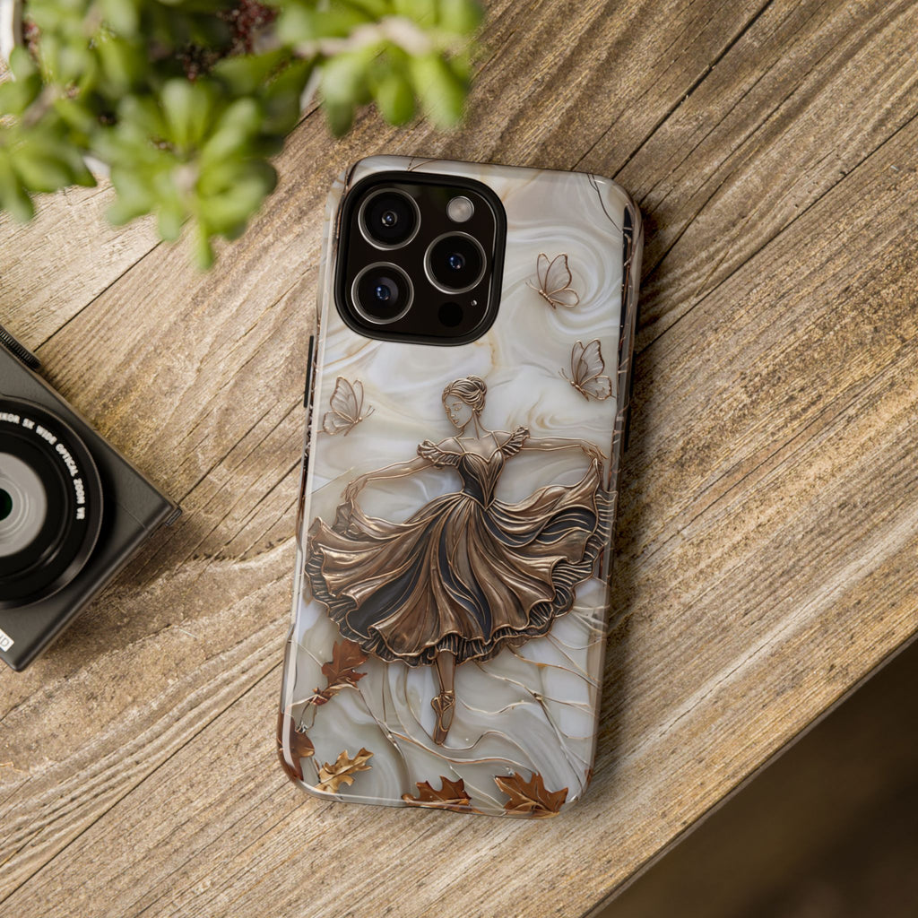 Elegant Bronze Ballerina Dance Design iPhone Case