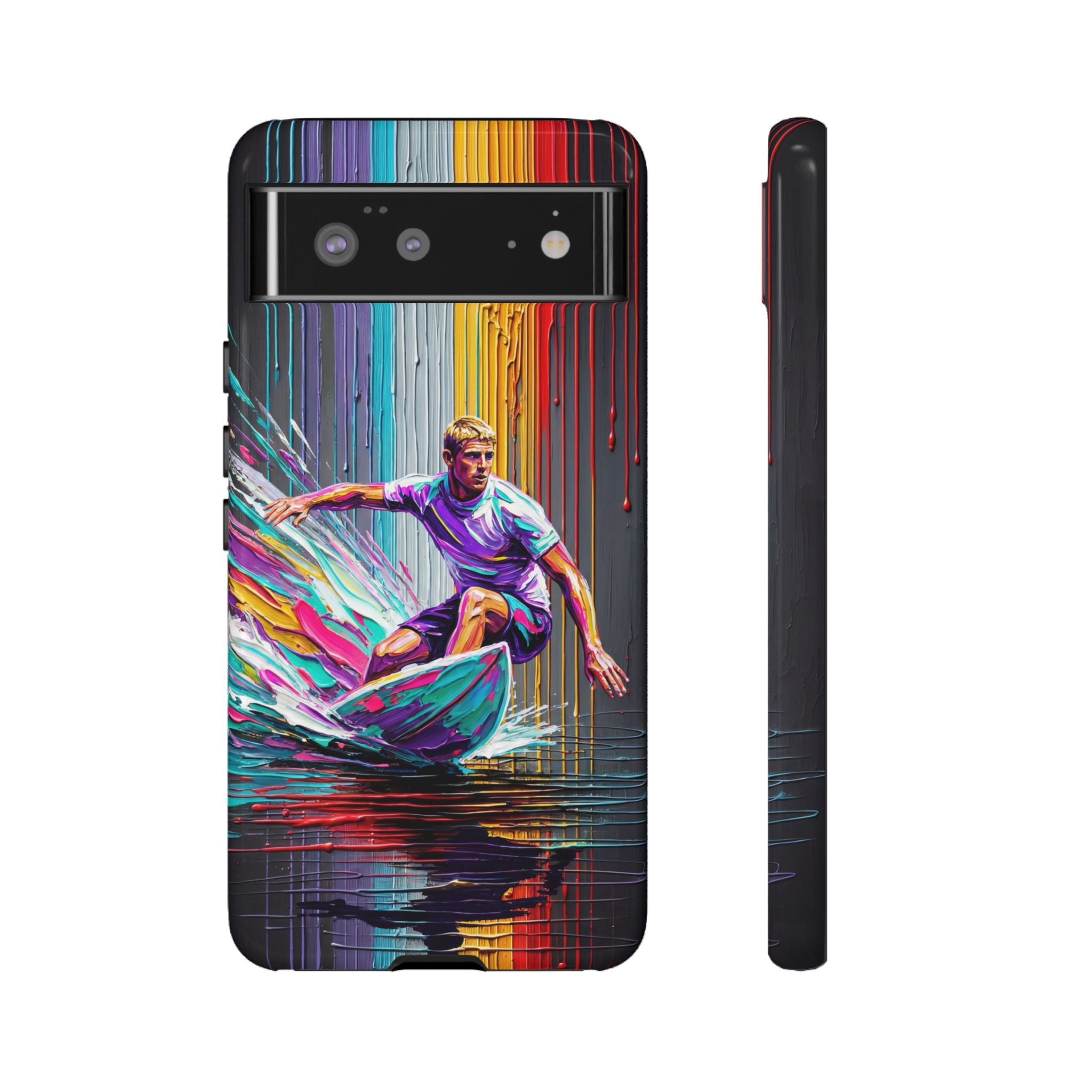 Surfing Art Google Pixel Phone Case | Colourful Wave Surfer Protective Cover