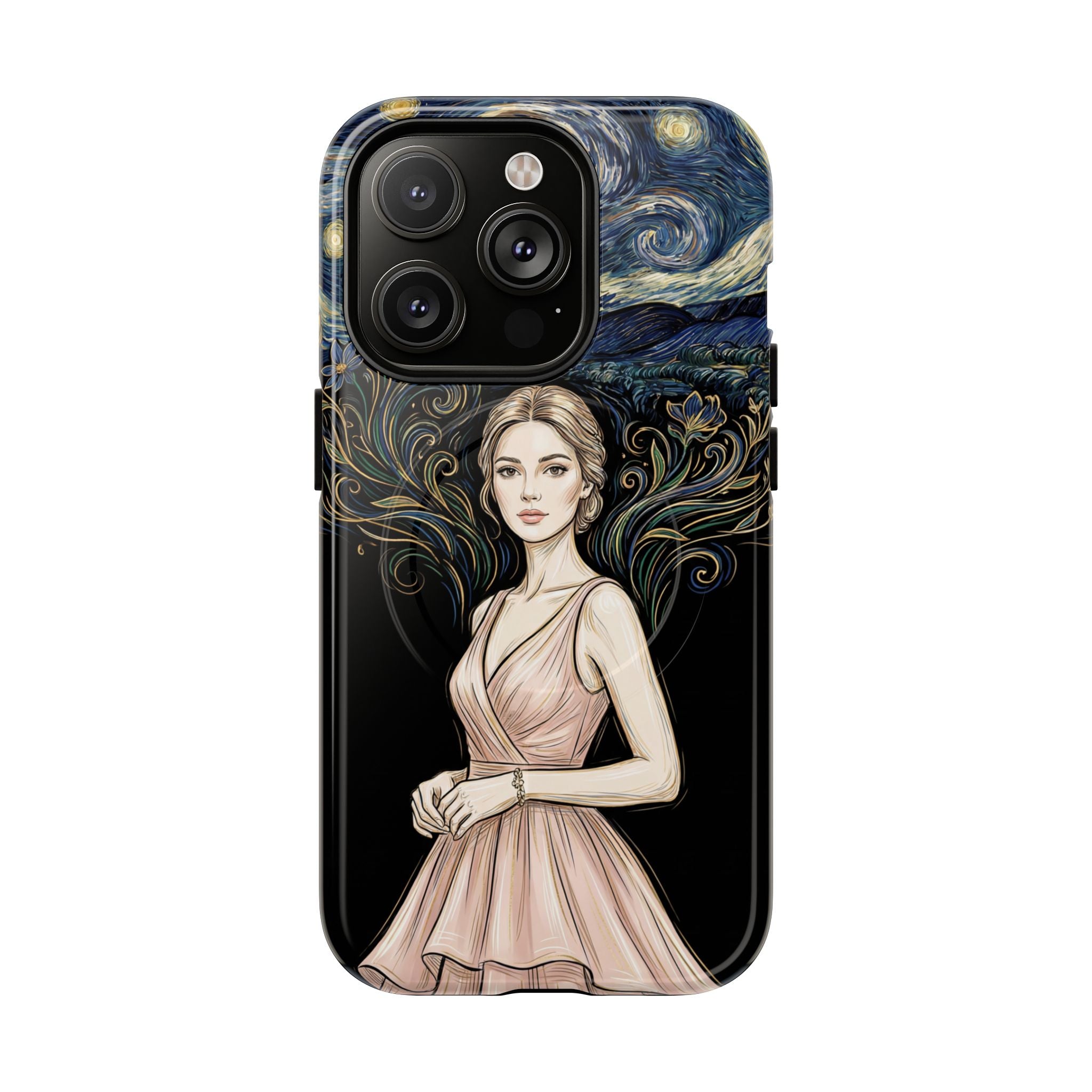 Art Nouveau Starry Night MagSafe iPhone Case | Elegant Woman Illustration Tough Case