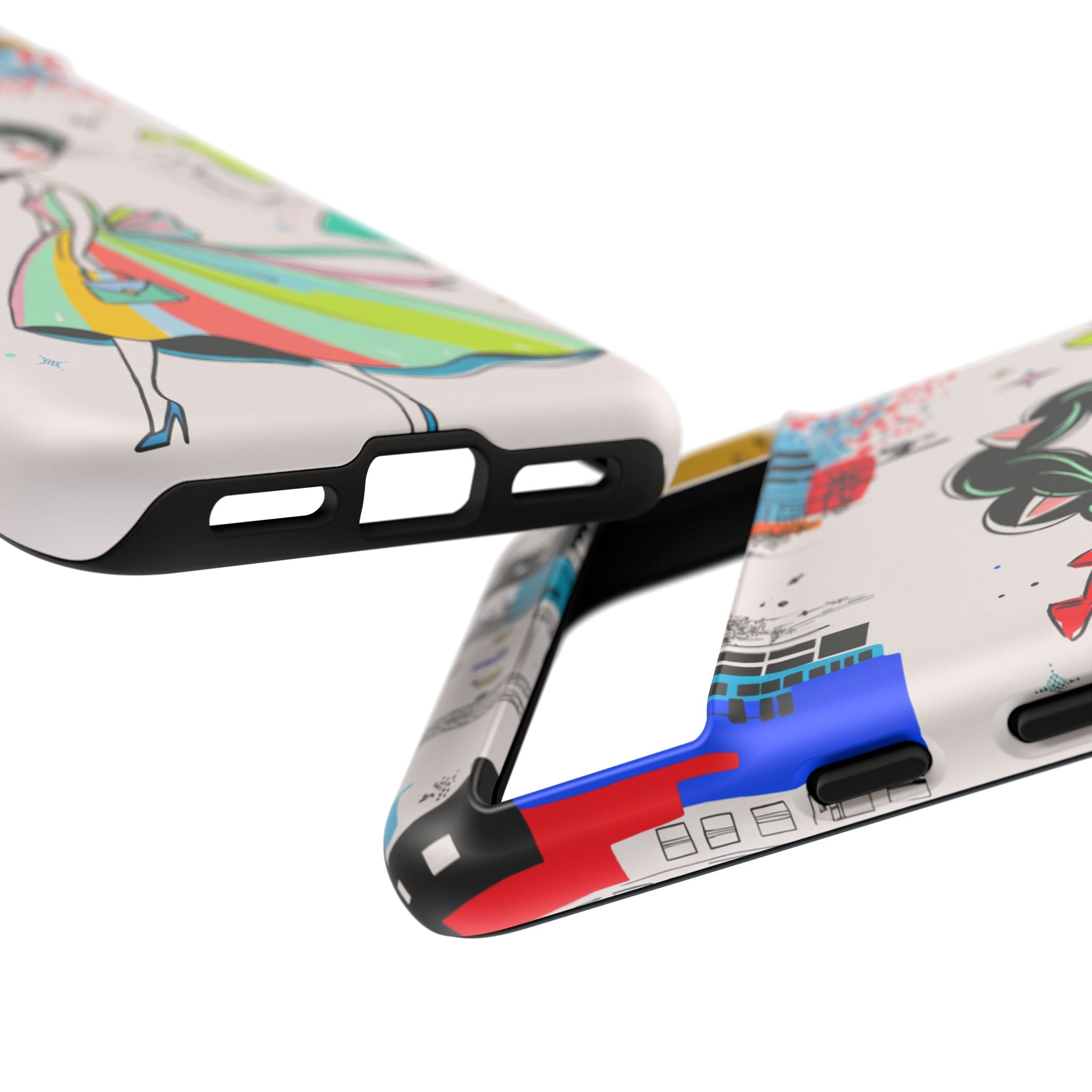 Retro Fashion Cat Girl Google Pixel Phone Case | Cute Dress & City Print