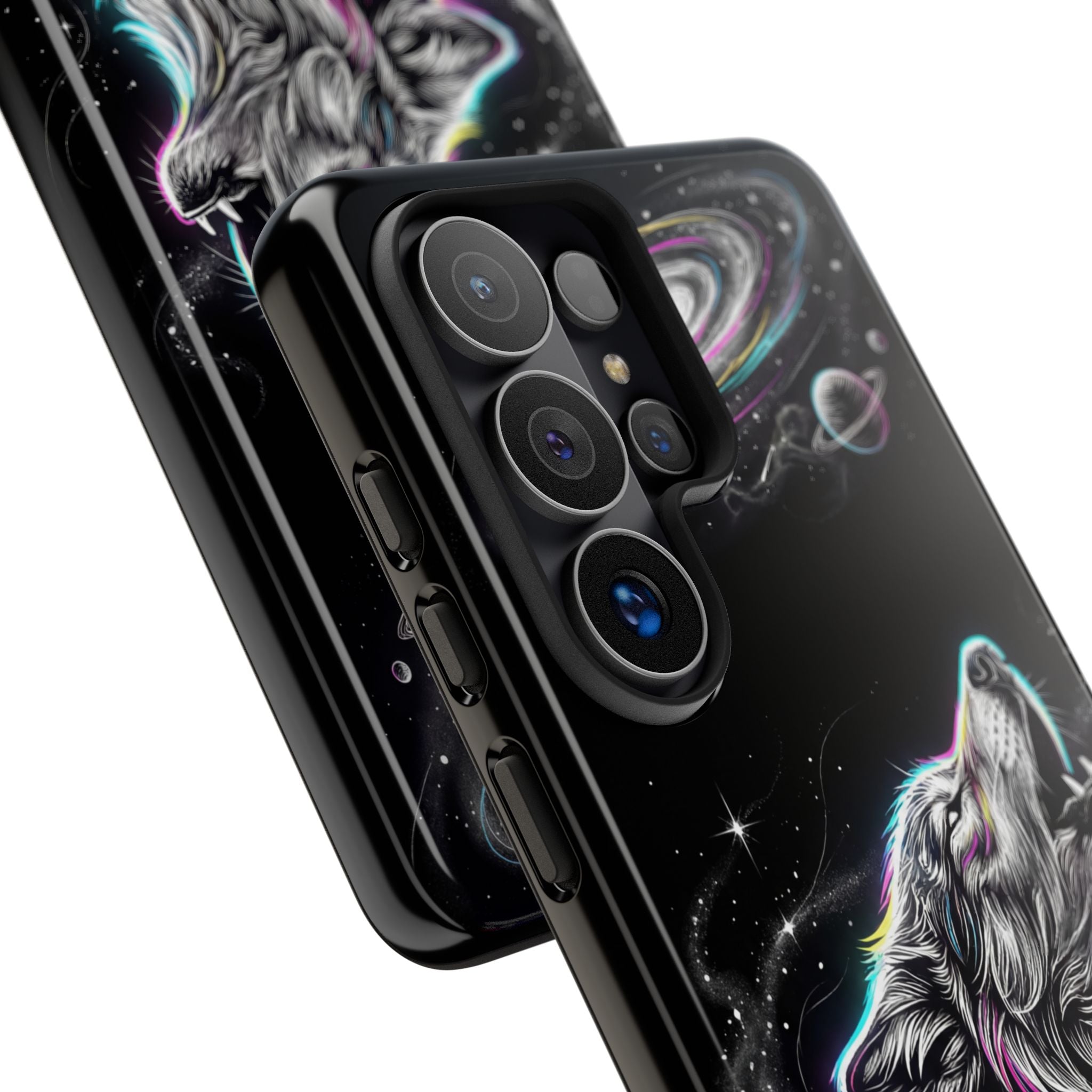 Wolf Galaxy Tough Samsung Galaxy Phone Case | Colorful Howling Wolf Space Design