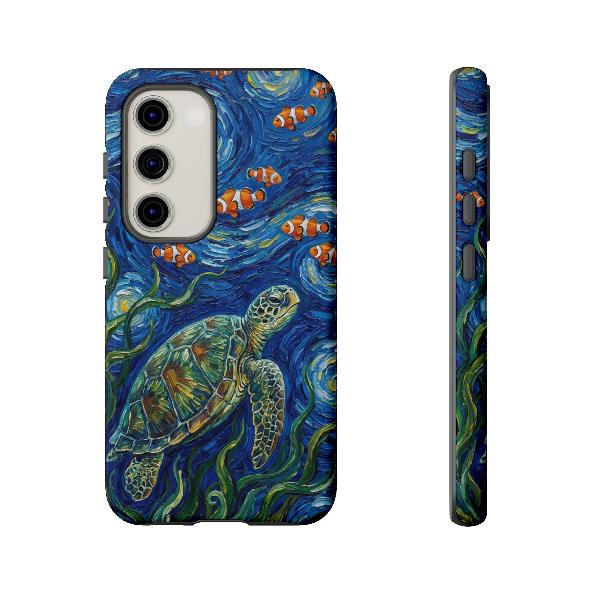 Sea Turtle & Clownfish Tough Samsung Galaxy Case | Van Gogh Style Ocean Art