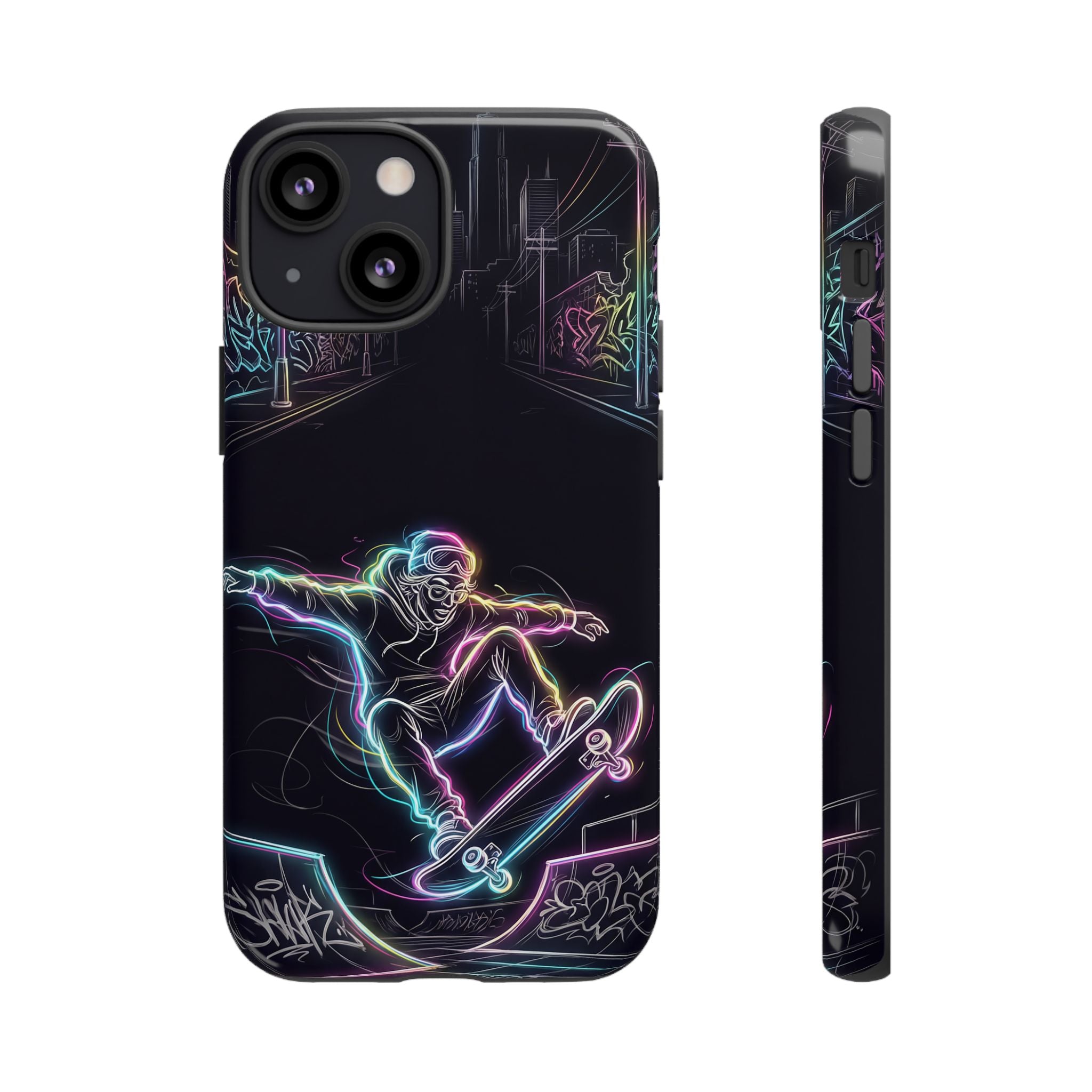 Neon Skateboard iPhone Case | Glow Skatepark Protective Cover