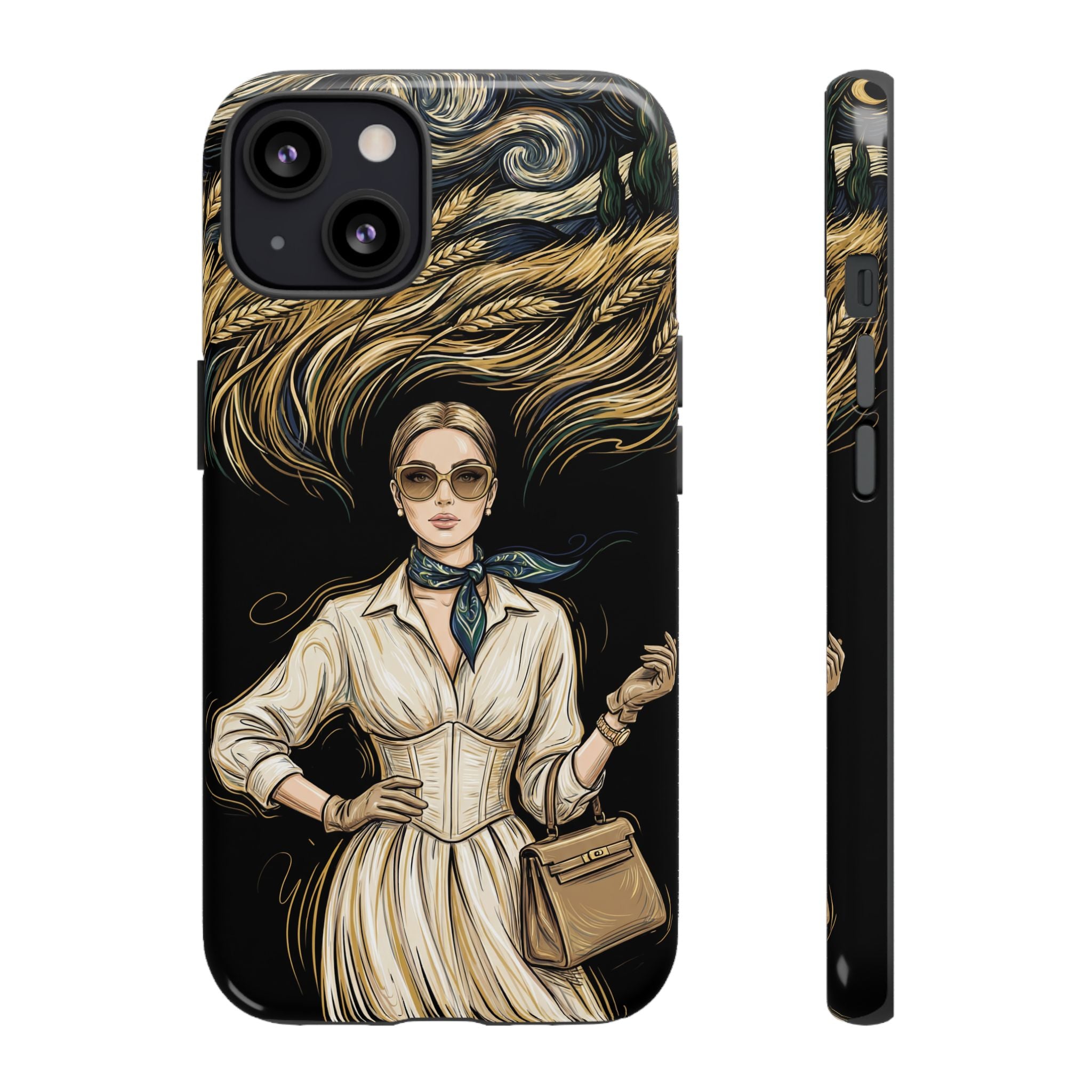 Vintage Elegance iPhone Case | Retro Woman with Flowing Golden Hair