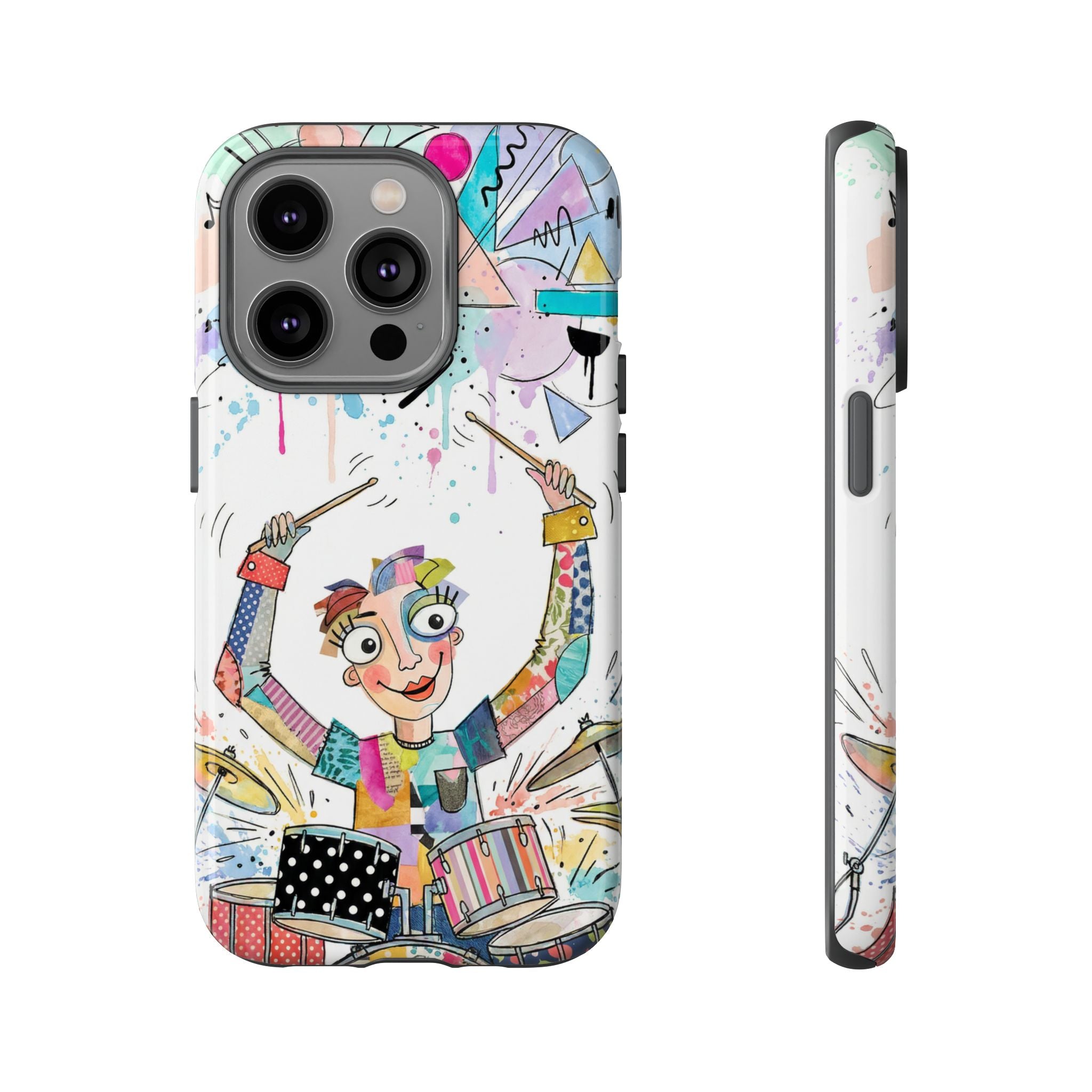 Drummer Boy iPhone Case | Colorful Cartoon Drum Kit Protective Cover