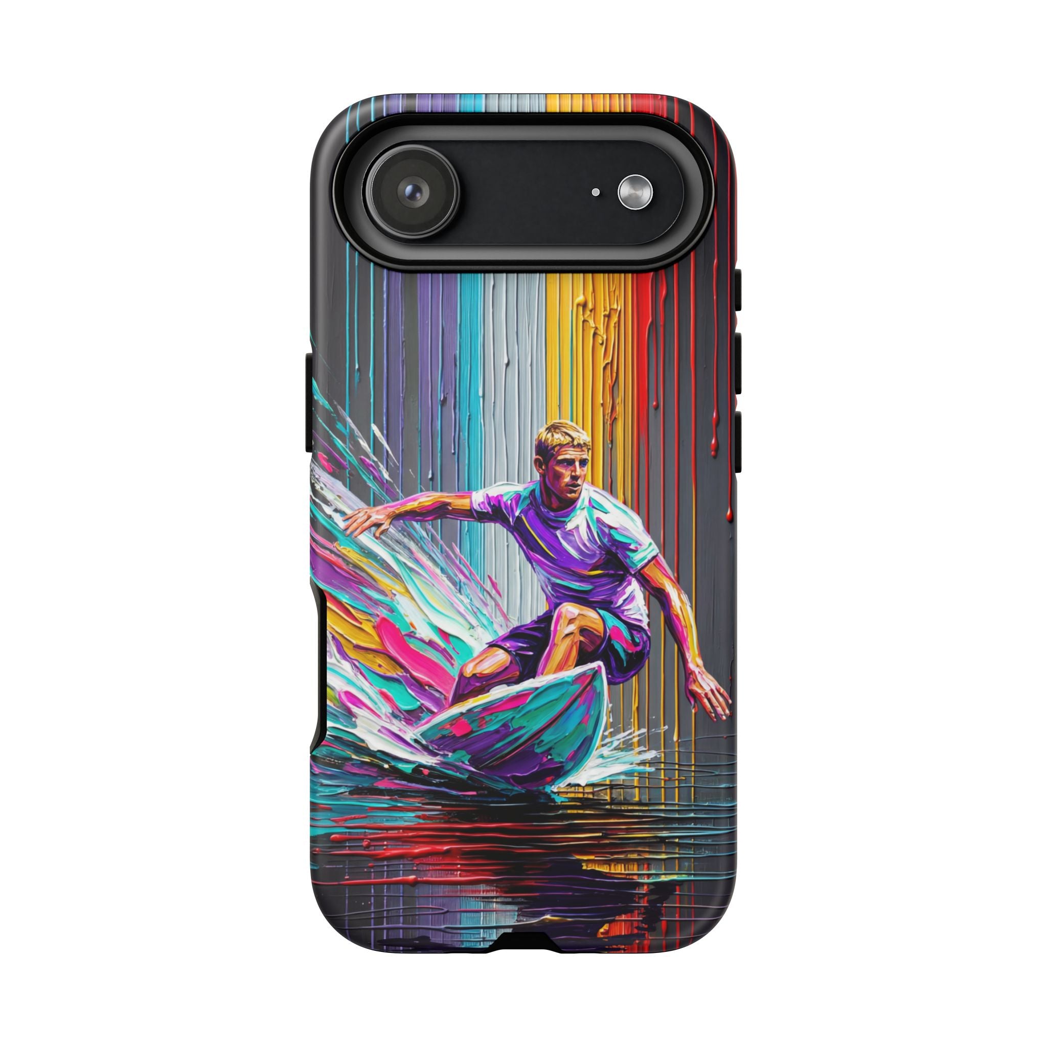 Surfing Art iPhone Case | Colourful Wave Surfer Protective Cover