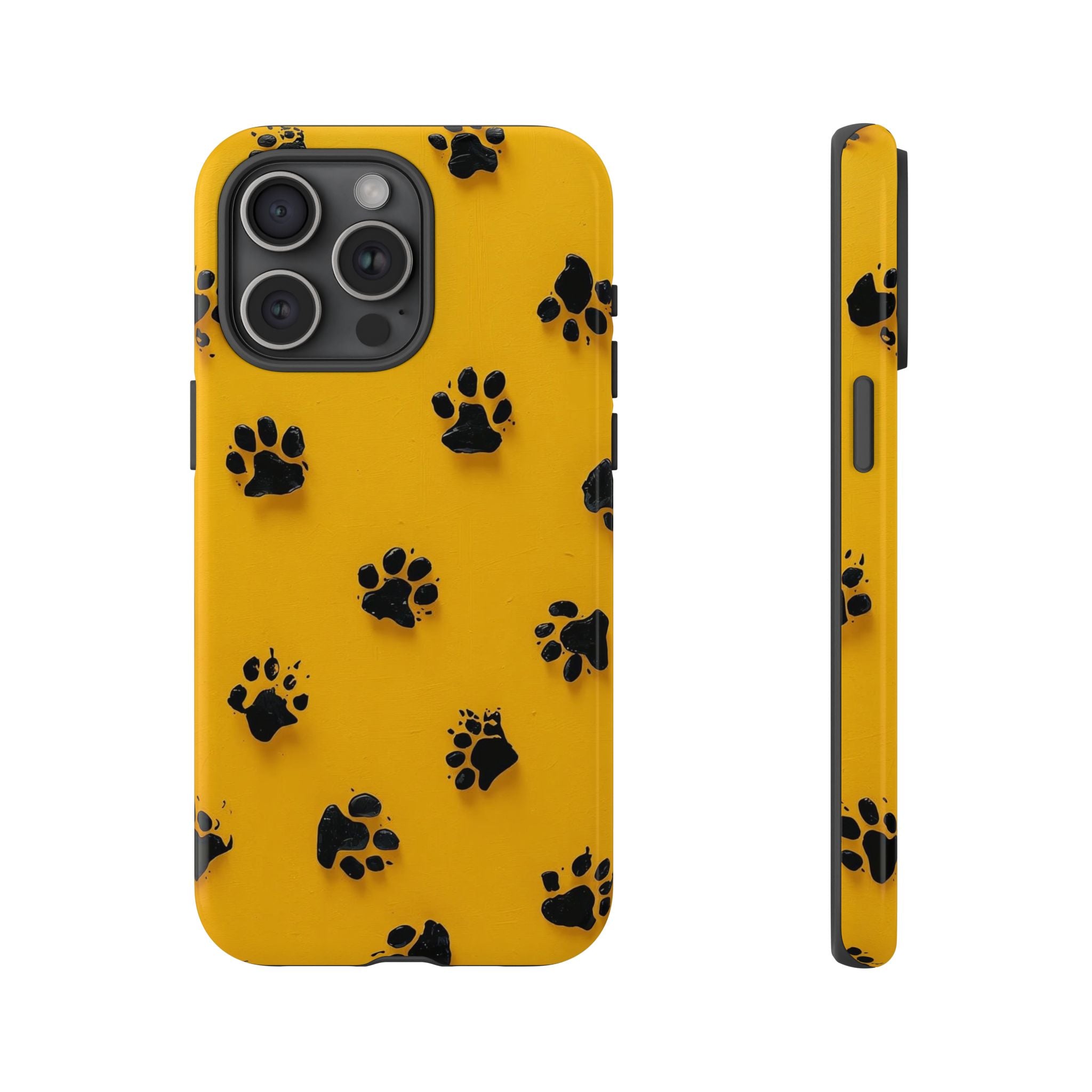 Yellow Paw Print Tough iPhone Case — Protective Dog & Cat Lover Cover
