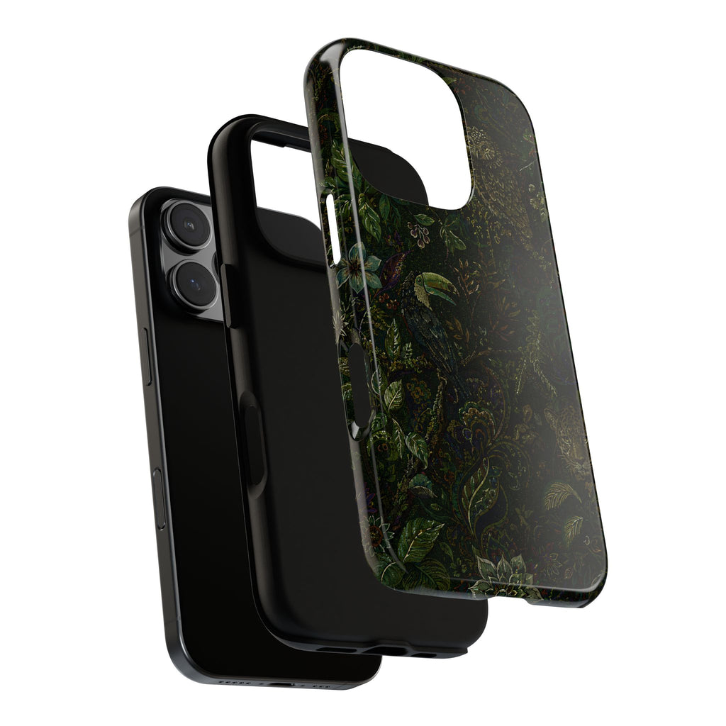 Dark Botanical Tough iPhone Case | Moody Forest Owl Cover