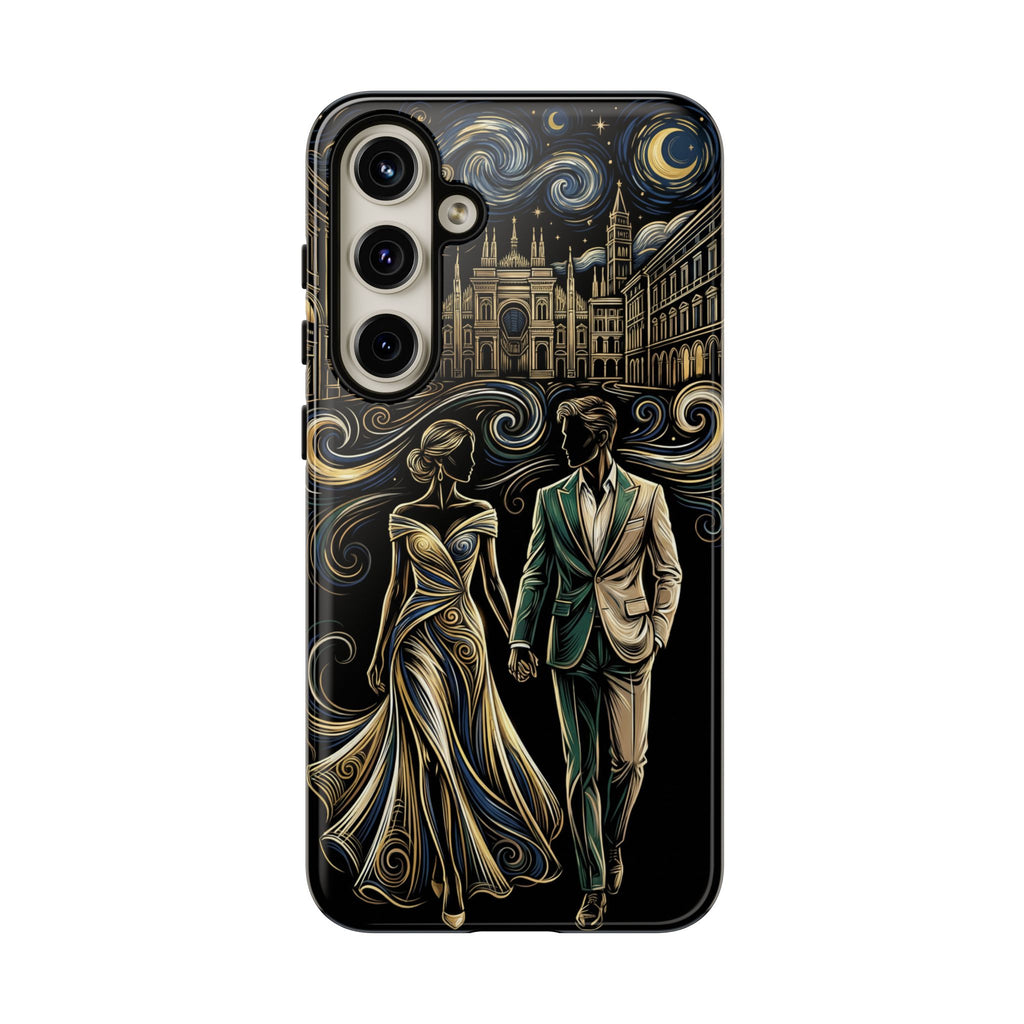 Romantic Night Walk Samsung Galaxy Phone Case | Elegant Couple Art