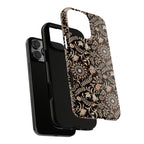 Batik Floral Black Ornate Daisies Tough iPhone Case