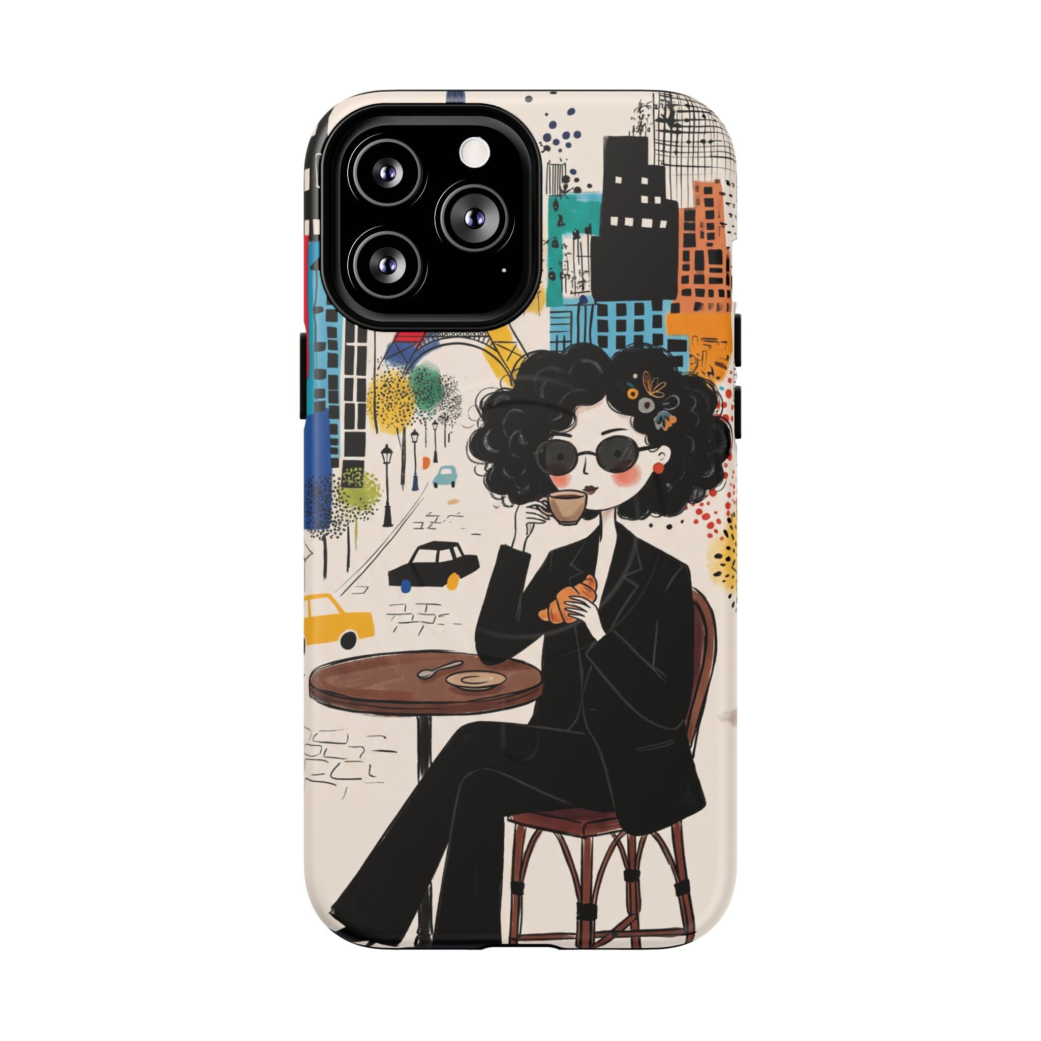 Paris Cafe Chic MagSafe iPhone Case | Stylish Woman Illustration iPhone Cover