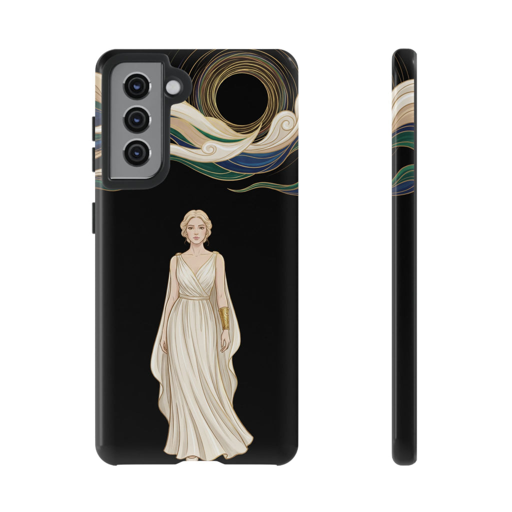Art Nouveau Goddess Samsung Galaxy Phone Case | Elegant Woman Illustration on Black