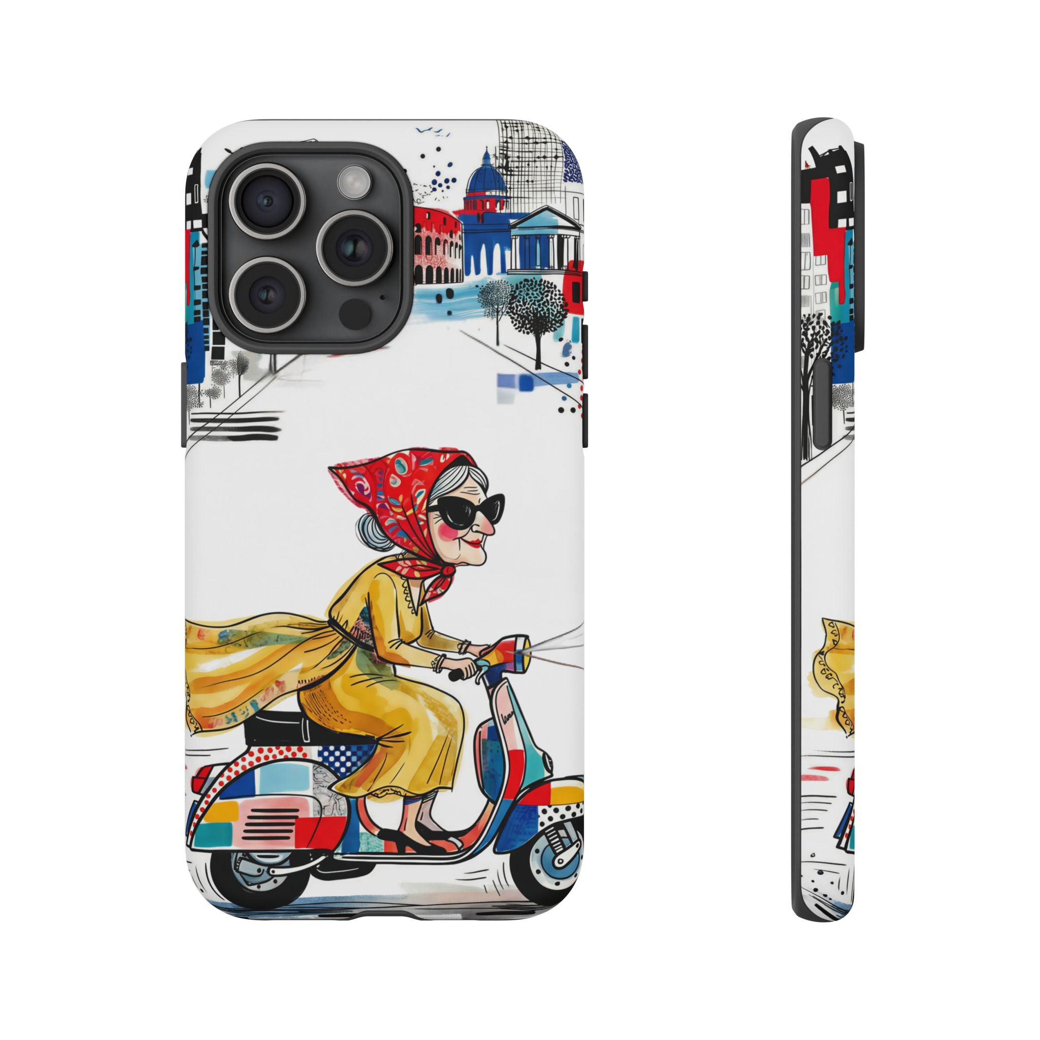 Vintage Vespa Granny iPhone Case | Retro Scooter Travel iPhone Cover