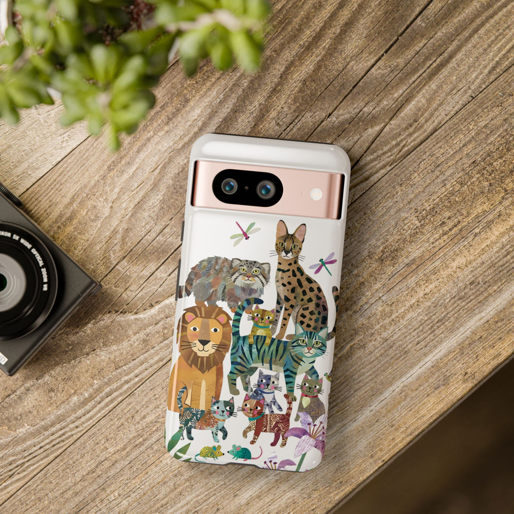 Cute Jungle Cats Google Pixel Phone Case | Colorful Animal Safari Protective Case