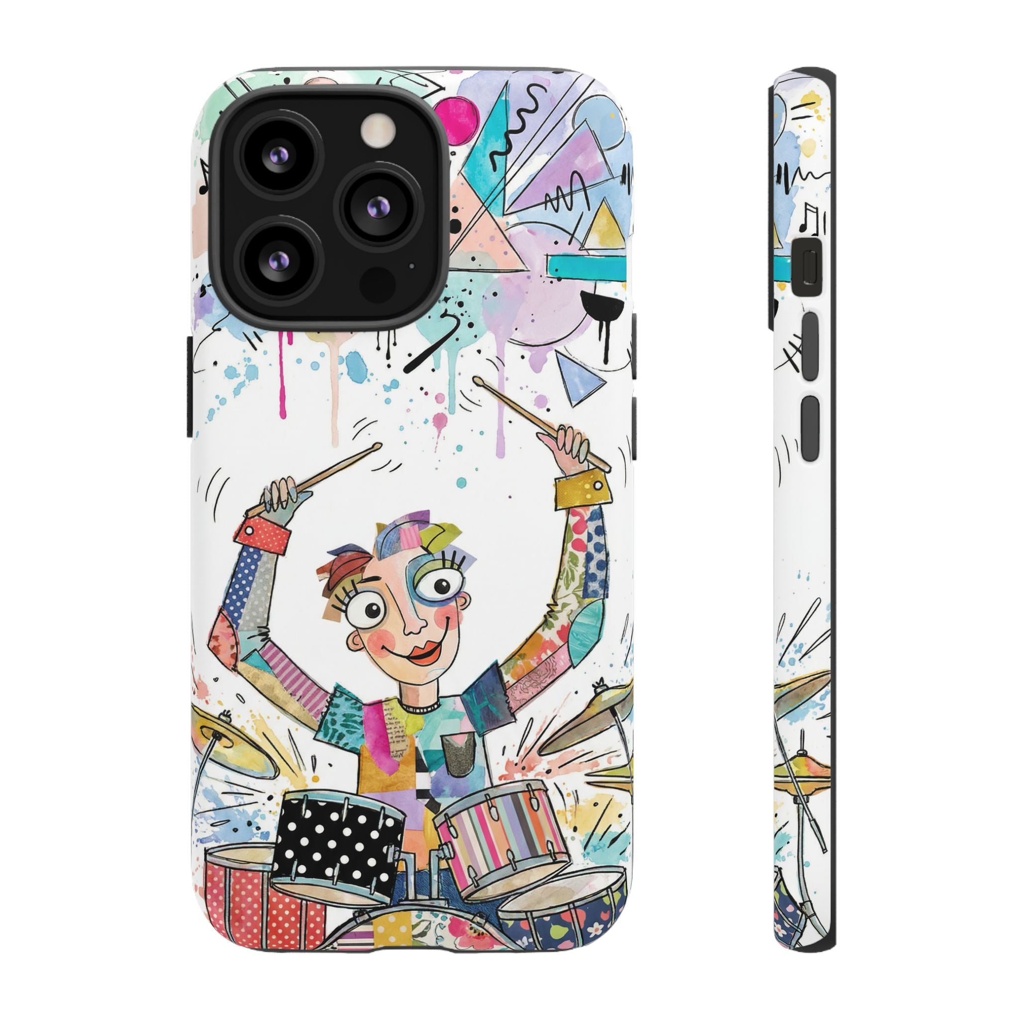 Drummer Boy iPhone Case | Colorful Cartoon Drum Kit Protective Cover