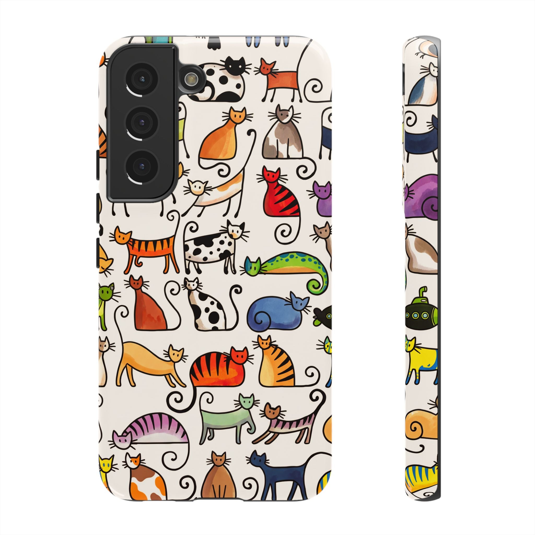 Cat Pattern Tough Samsung Galaxy Case | Colourful Cartoon Cats