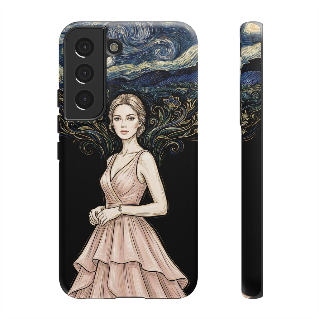 Art Nouveau Starry Night Samsung Galaxy Phone Case | Elegant Woman Illustration Tough Case