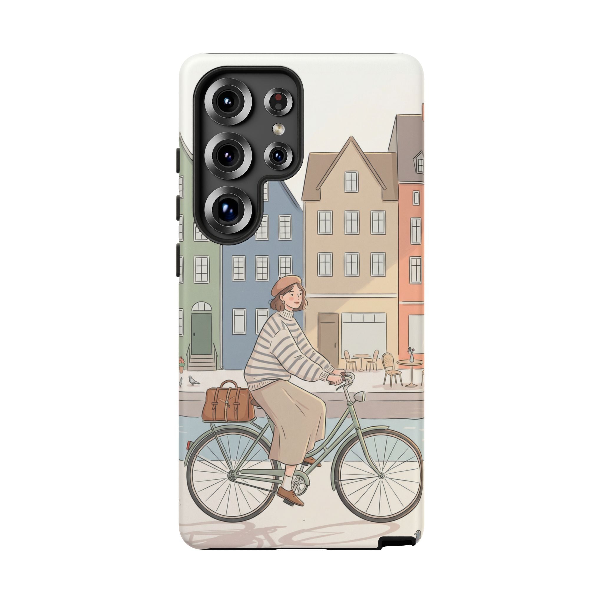 City Bike Samsung Galaxy Phone Case | Cozy European Street Illustration Tough Cases