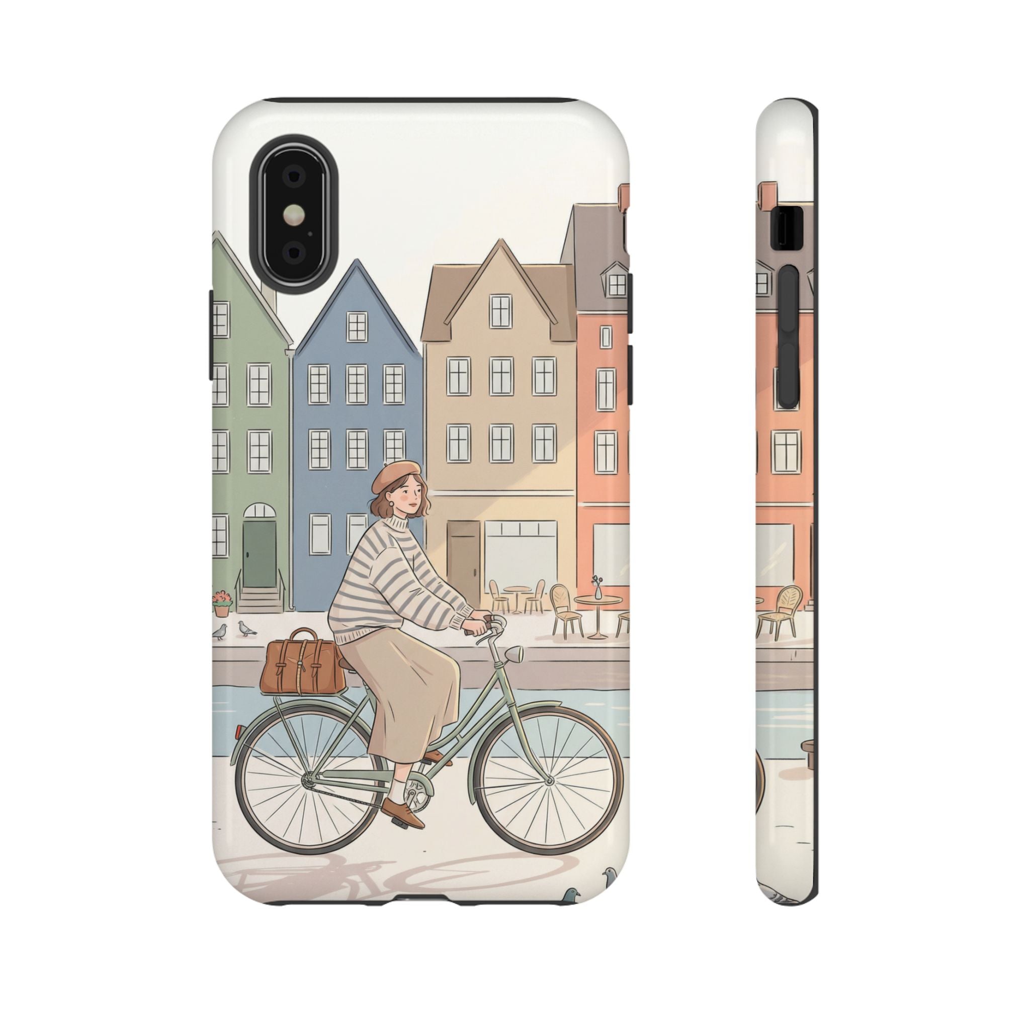 City Bike iPhone Case | Cozy European Street Illustration Tough Cases