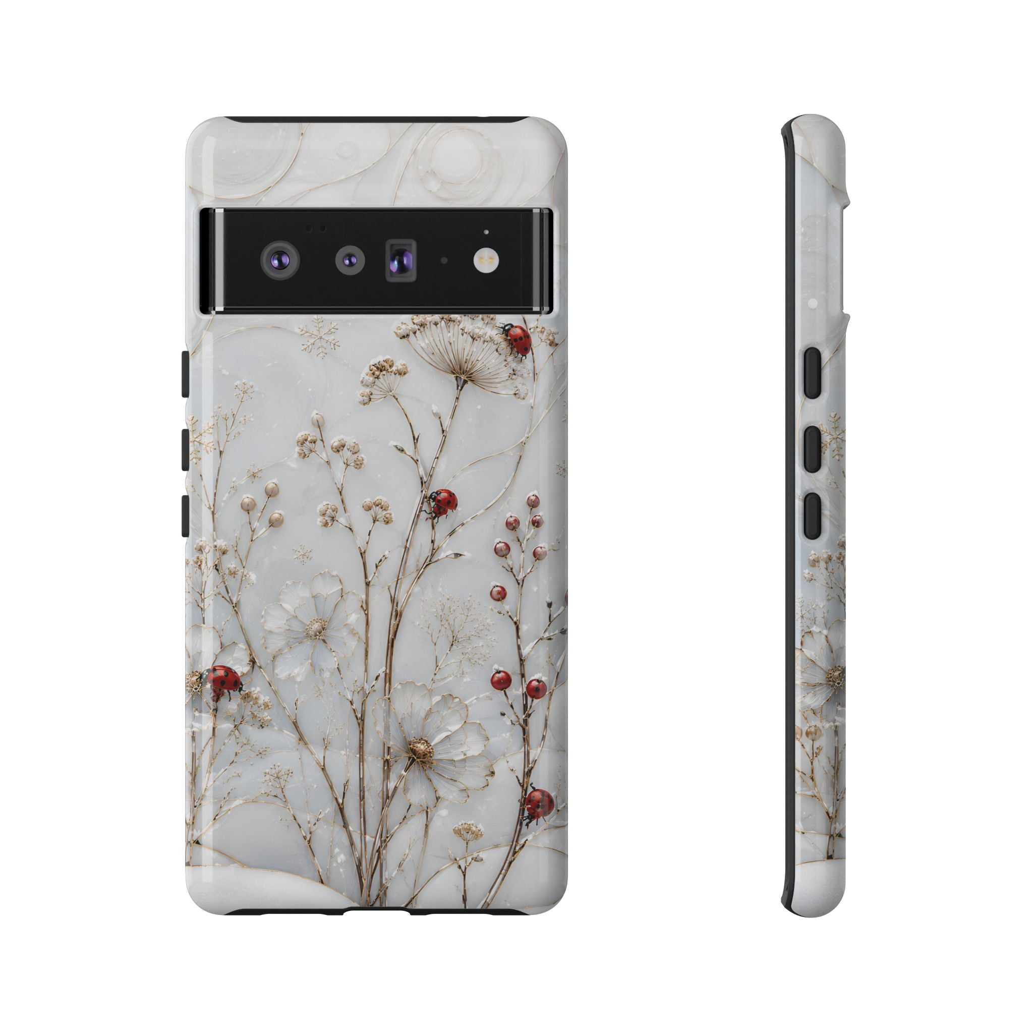 Ladybug Floral Google Pixel Phone Case | White Flower iPhone Case