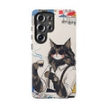 Cat Barista Samsung Galaxy Phone Case | Cool Cat in Sunglasses Coffee Shop Design