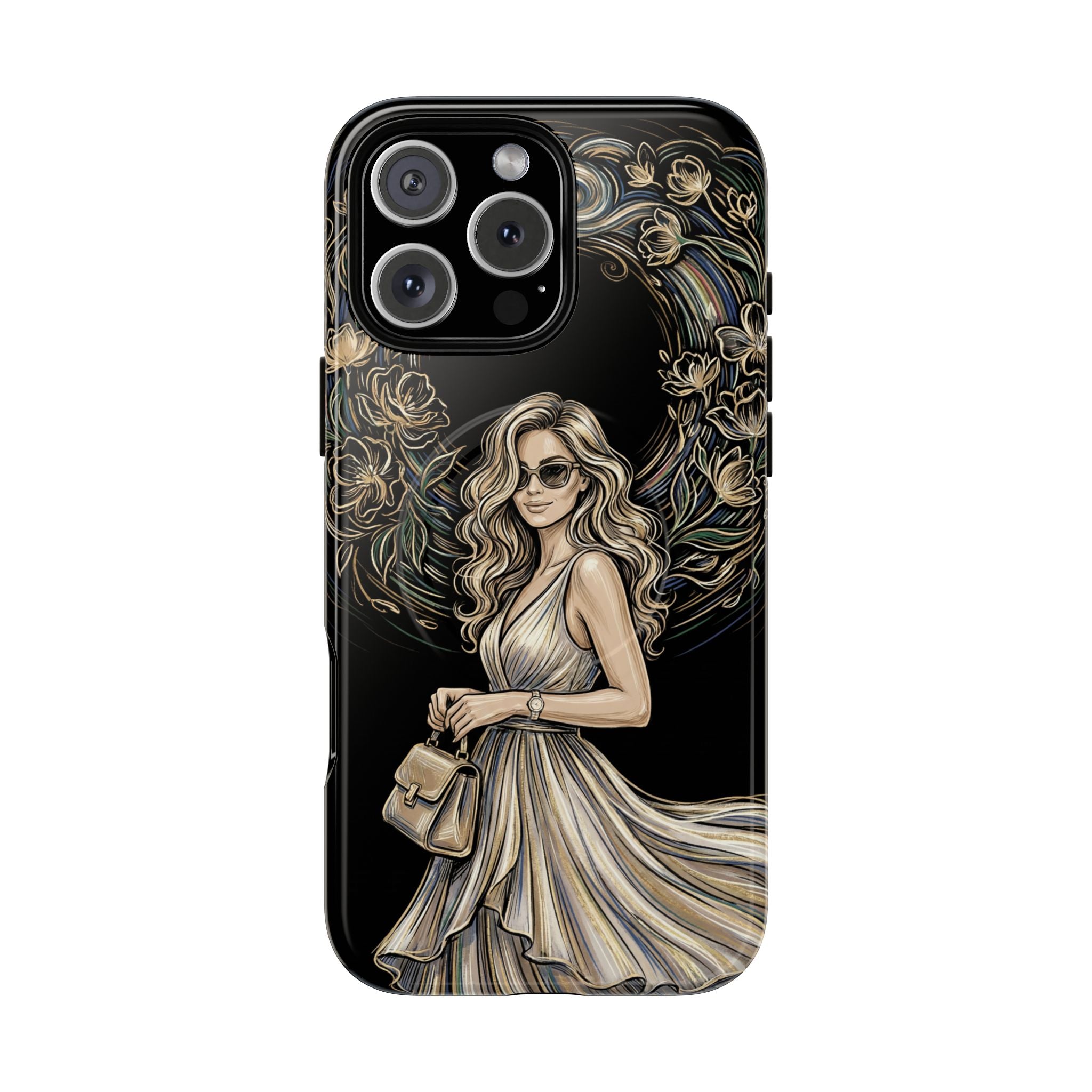 Stylish Woman Floral Wreath Tough MagSafe iPhone Case