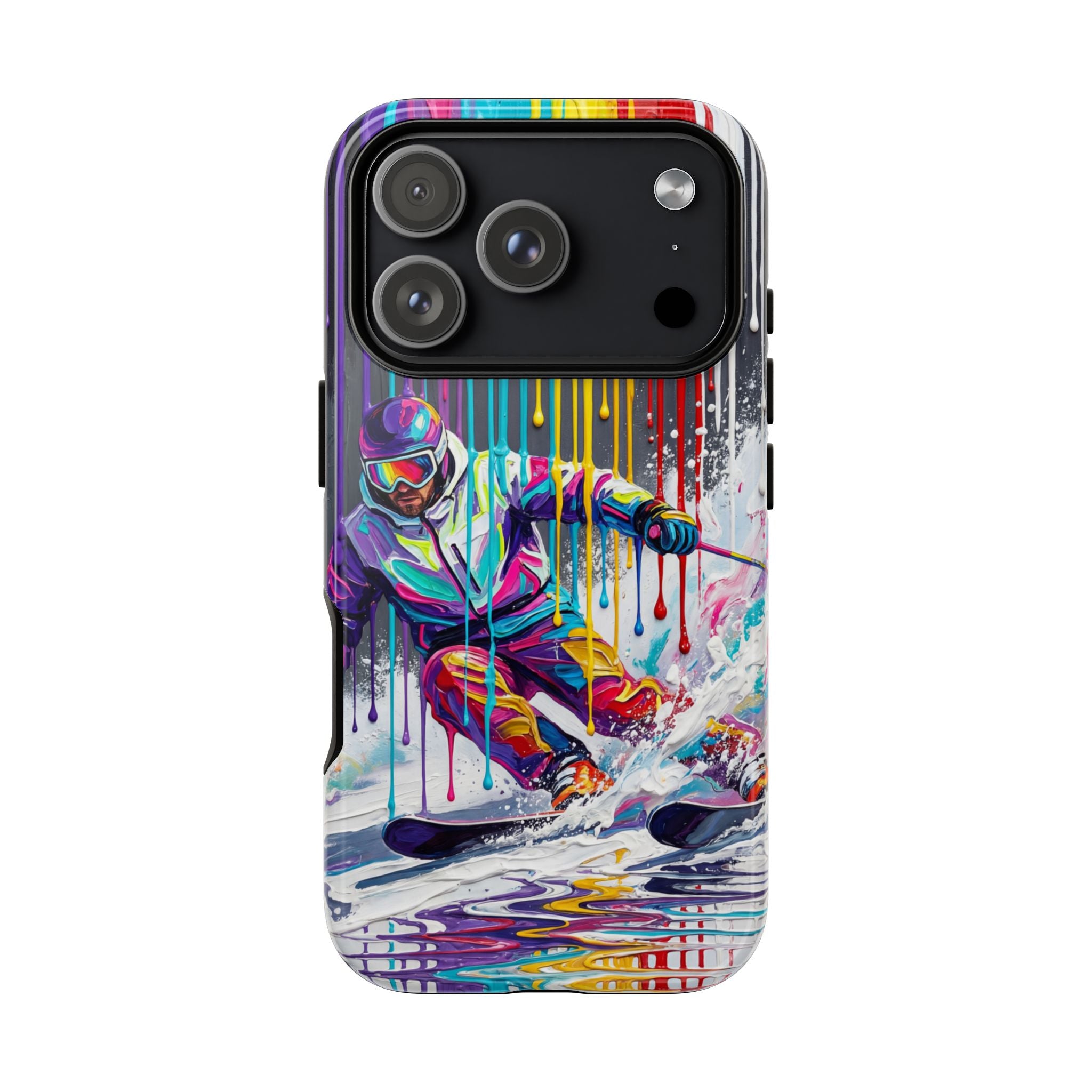 Colourful Skiing Drip Art Tough iPhone Case