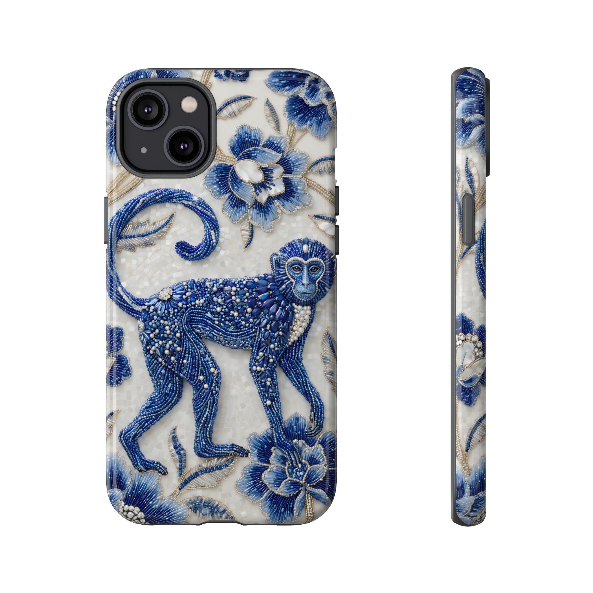 Asian Zodiac Monkey iPhone Case | Blue & White Porcelain Art Protective Case | Year of the Monkey Gift