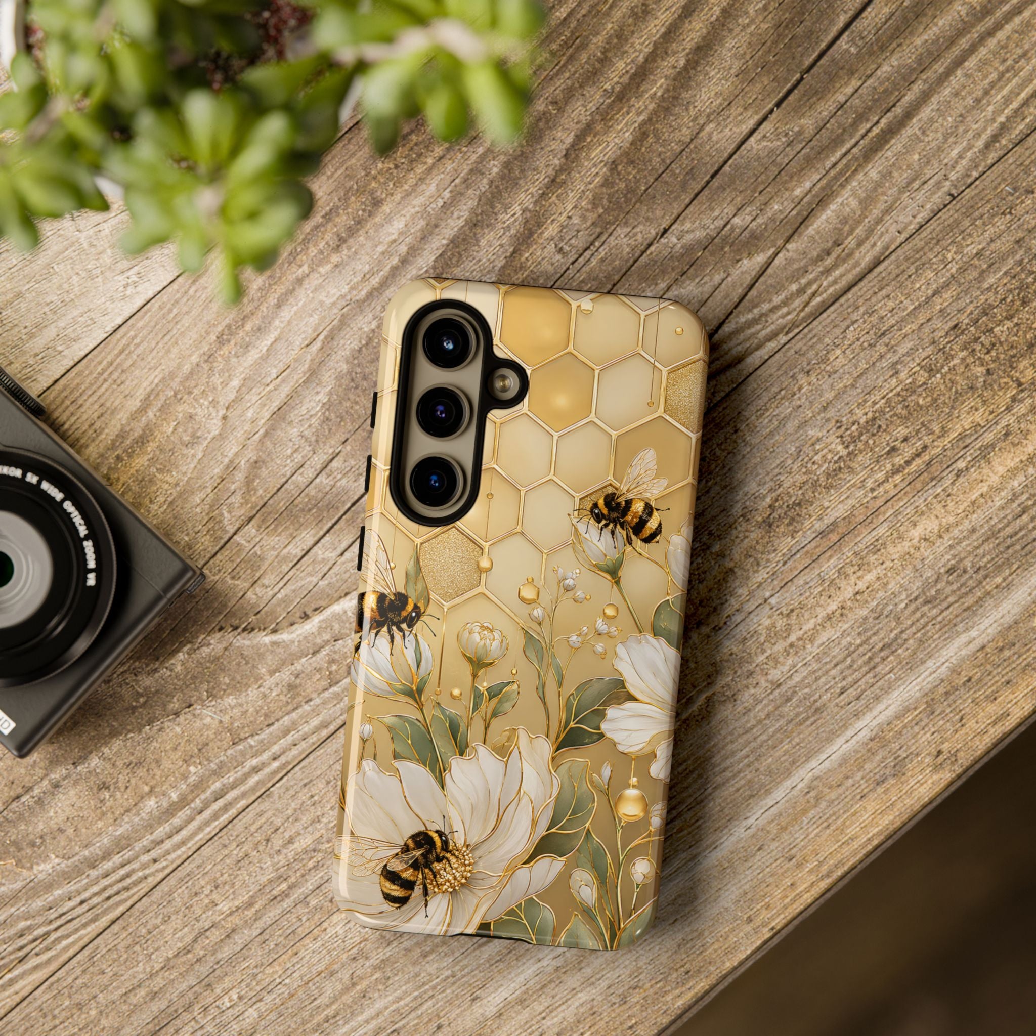 Bee Floral Samsung Galaxy Phone Case | Honeycomb Wildflower Cover