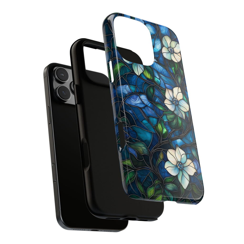 Floral Stained Glass iPhone Case – Blue Garden