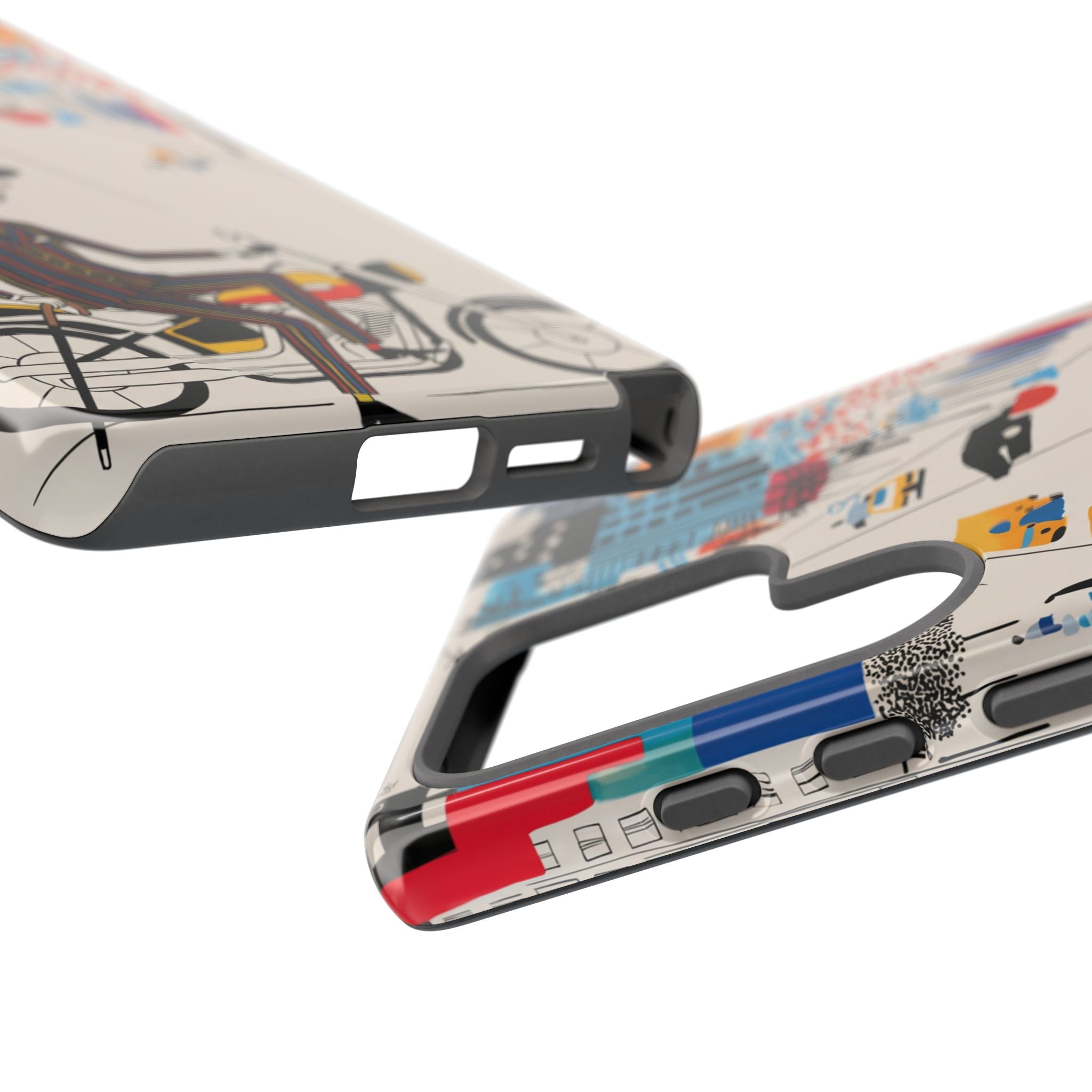 Vintage Grandpa Rider Motorcycle Samsung Galaxy Phone Case | Illustrated Cityscape