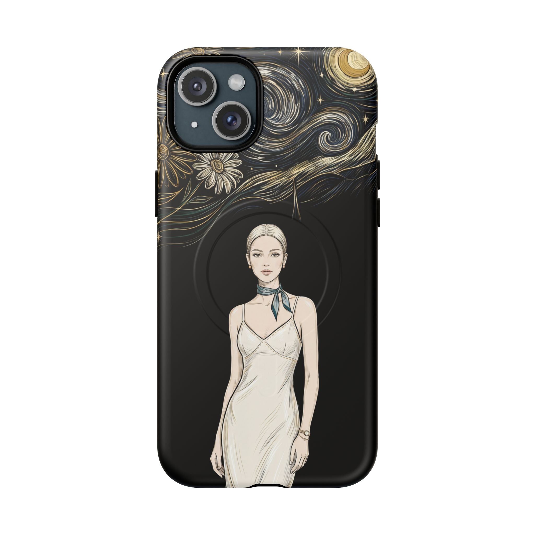 Starry Night Fashion MagSafe iPhone Case | Elegant Woman Illustration